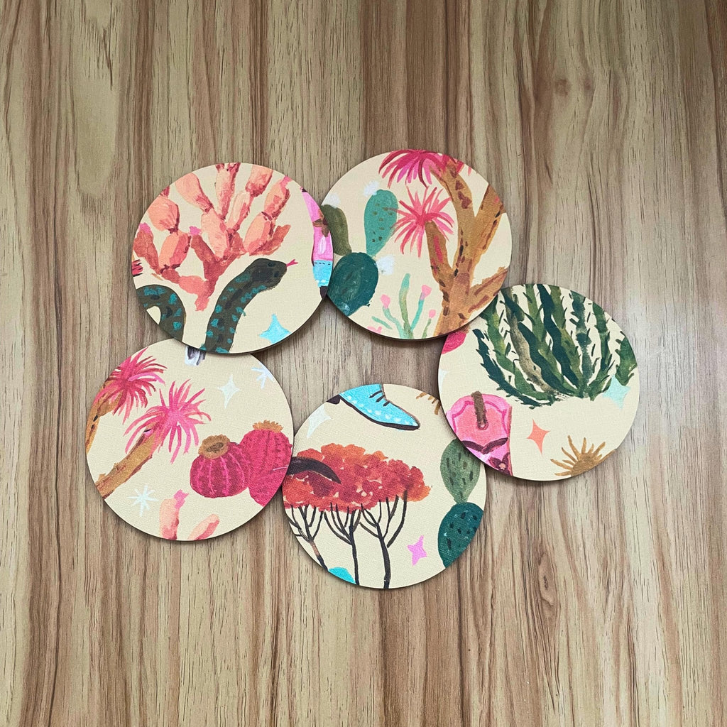 Desert Western Acrylic Coaster – Modern Southwestern Pattern Drink Coaster - by MirrorPop. Handmade acrylic art.