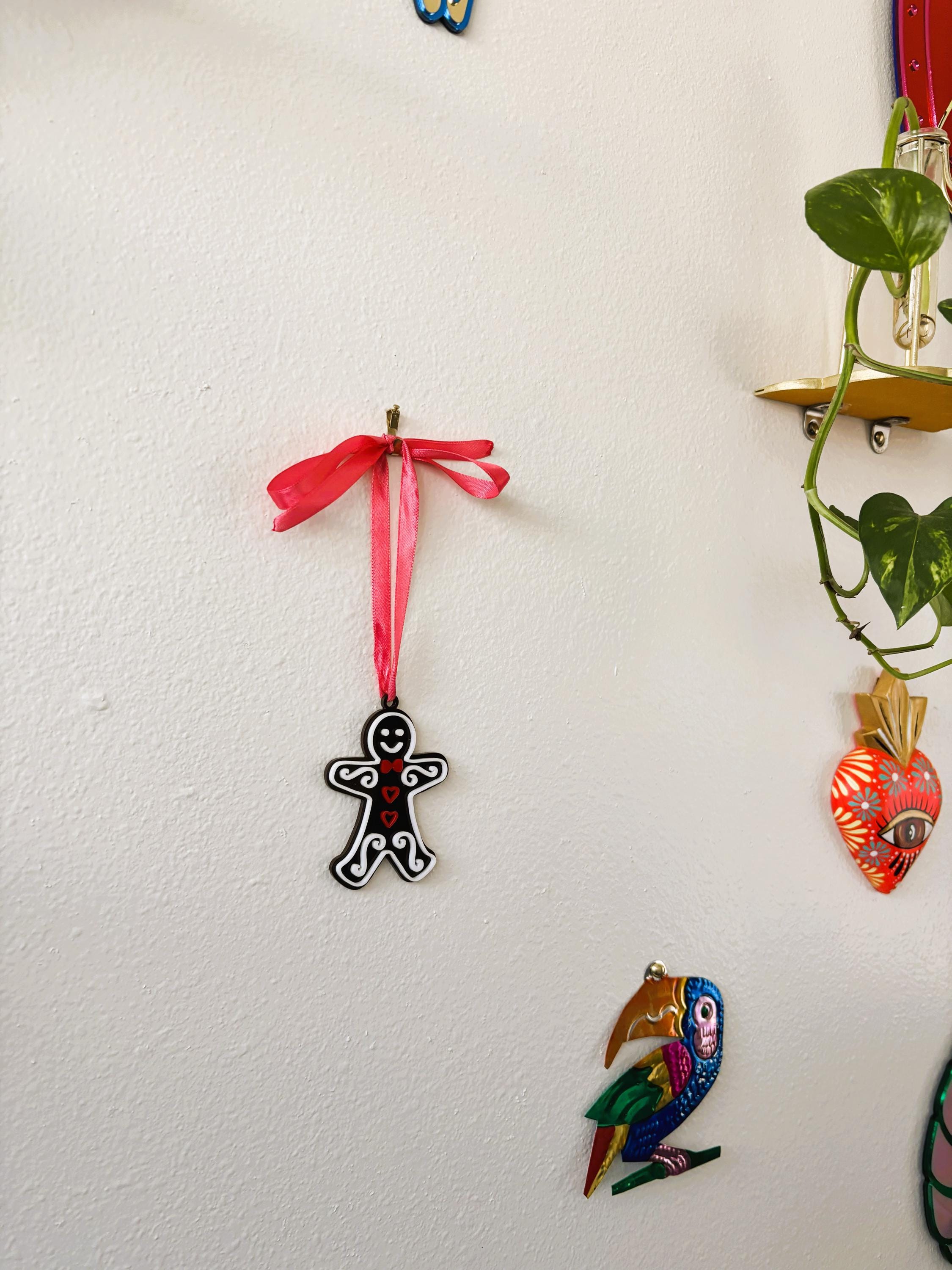 Gingerbread Man Holiday Ornament for Christmas Tree: Handmade Acrylic Gift