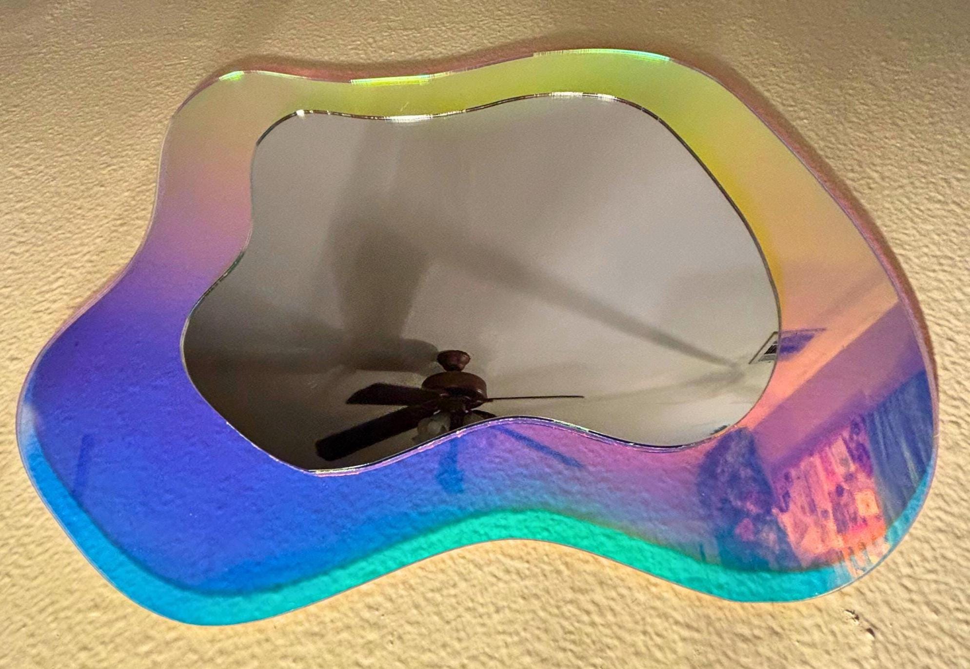 DreamWave Mirror Acrylic Wall Art | Rainbow Wave Iridescent Abstract Decor - by MirrorPop. Handmade acrylic art.