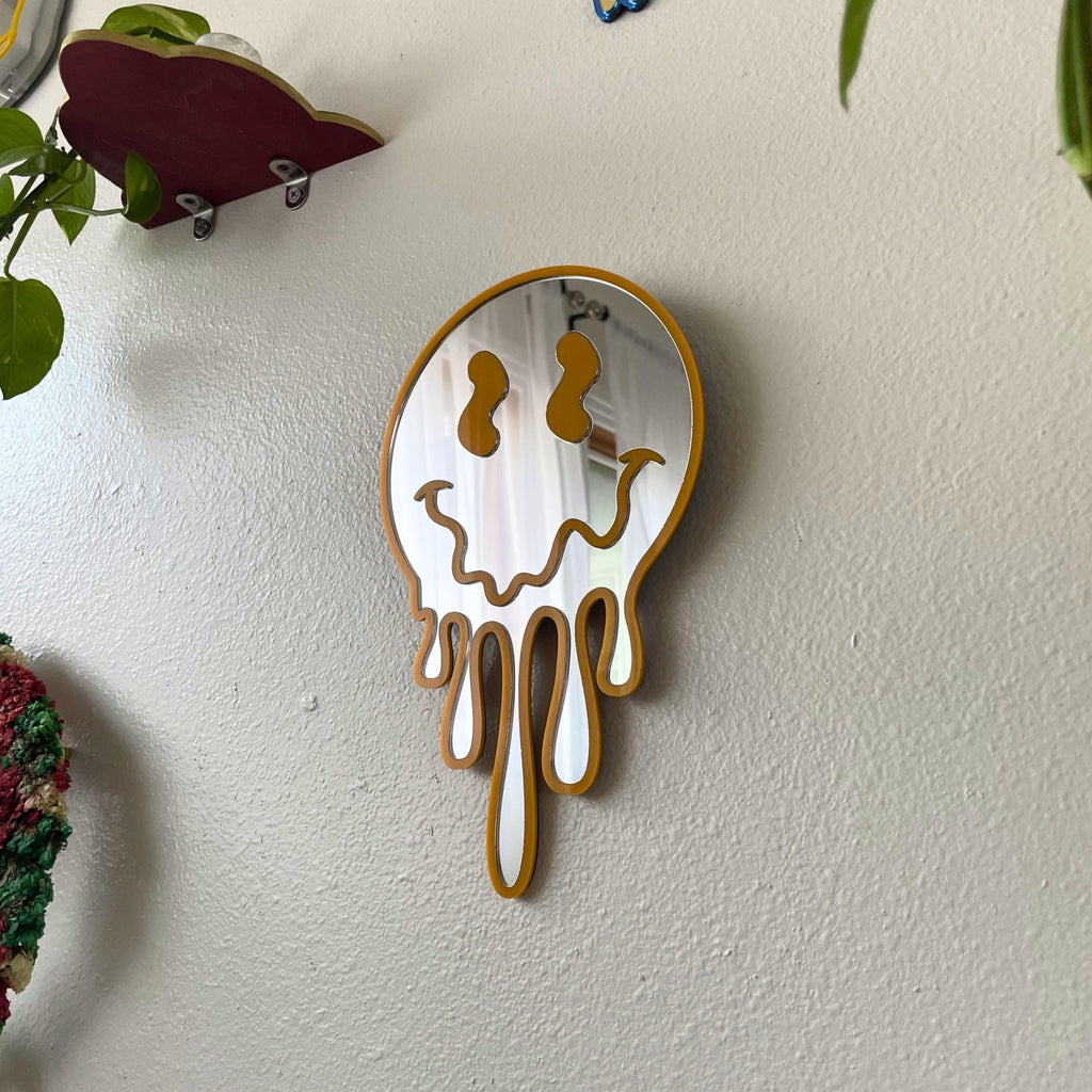 Drip Smiley Mirror - by MirrorPop. Handmade acrylic art.