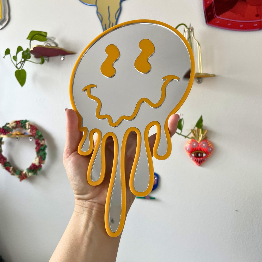 Drip Smiley Mirror - by MirrorPop. Handmade acrylic art.