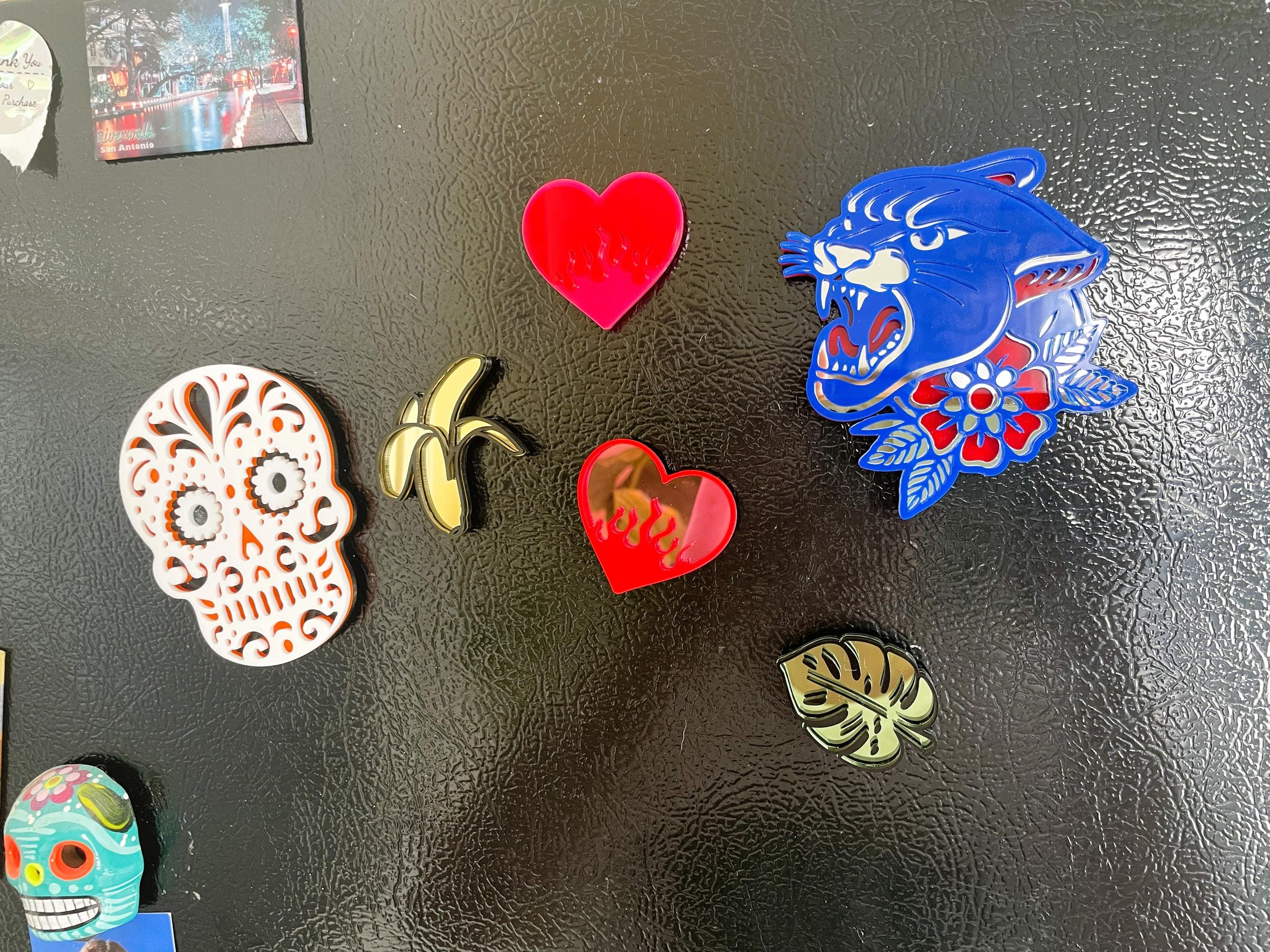 Sugar Skull Acrylic Fridge Magnet: Funky Pop Art Small Wall Hanging