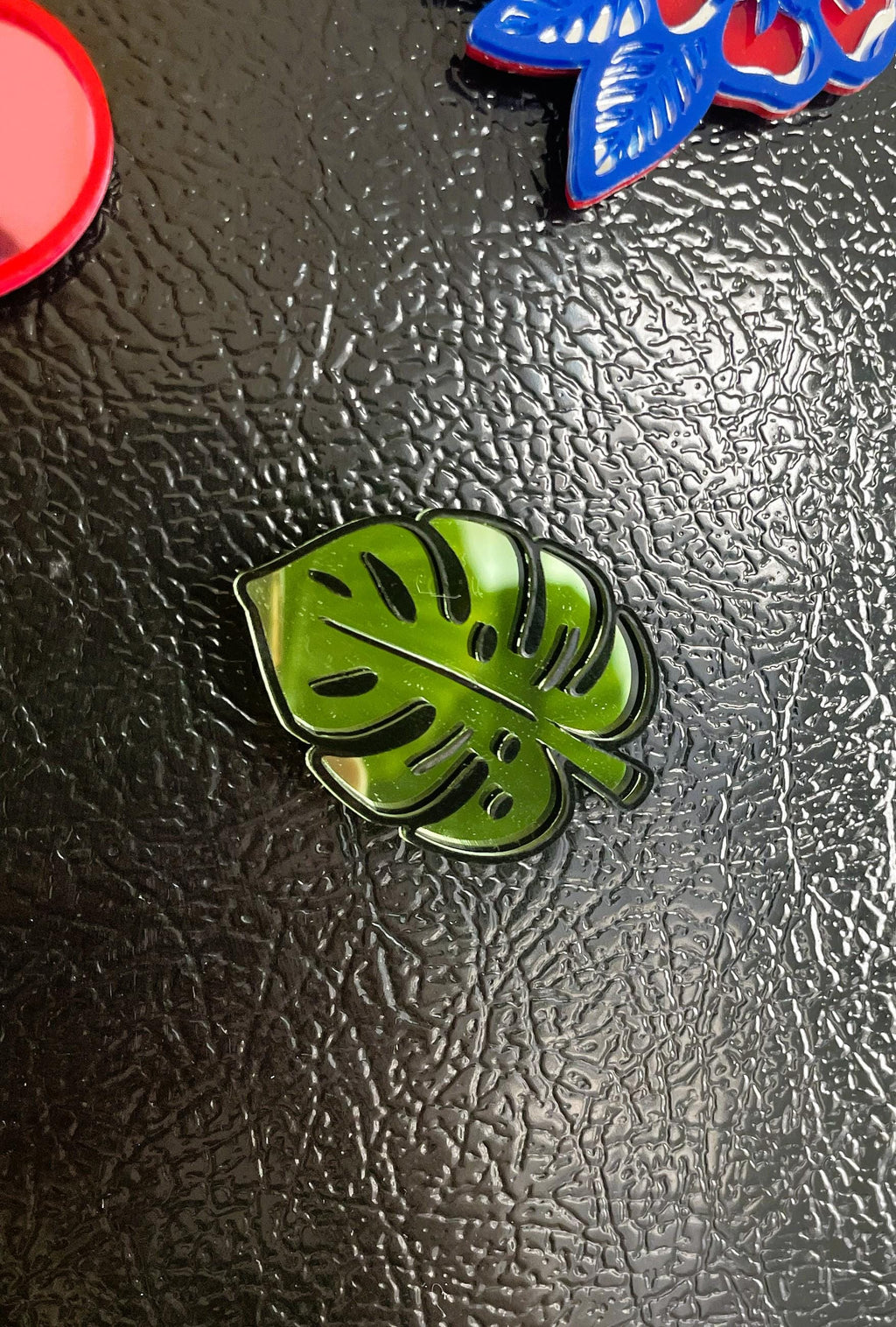 Monstera Acrylic Mirror Fridge Magnet: Funky Pop Art Small Wall Hanging