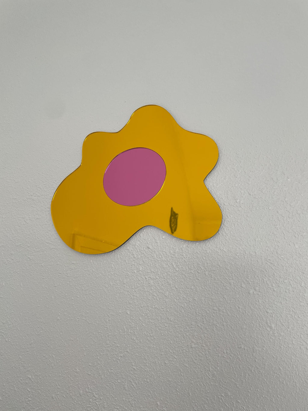 Funky Pink Egg Mirror: Quirky Acrylic Wall Decor - Handmade