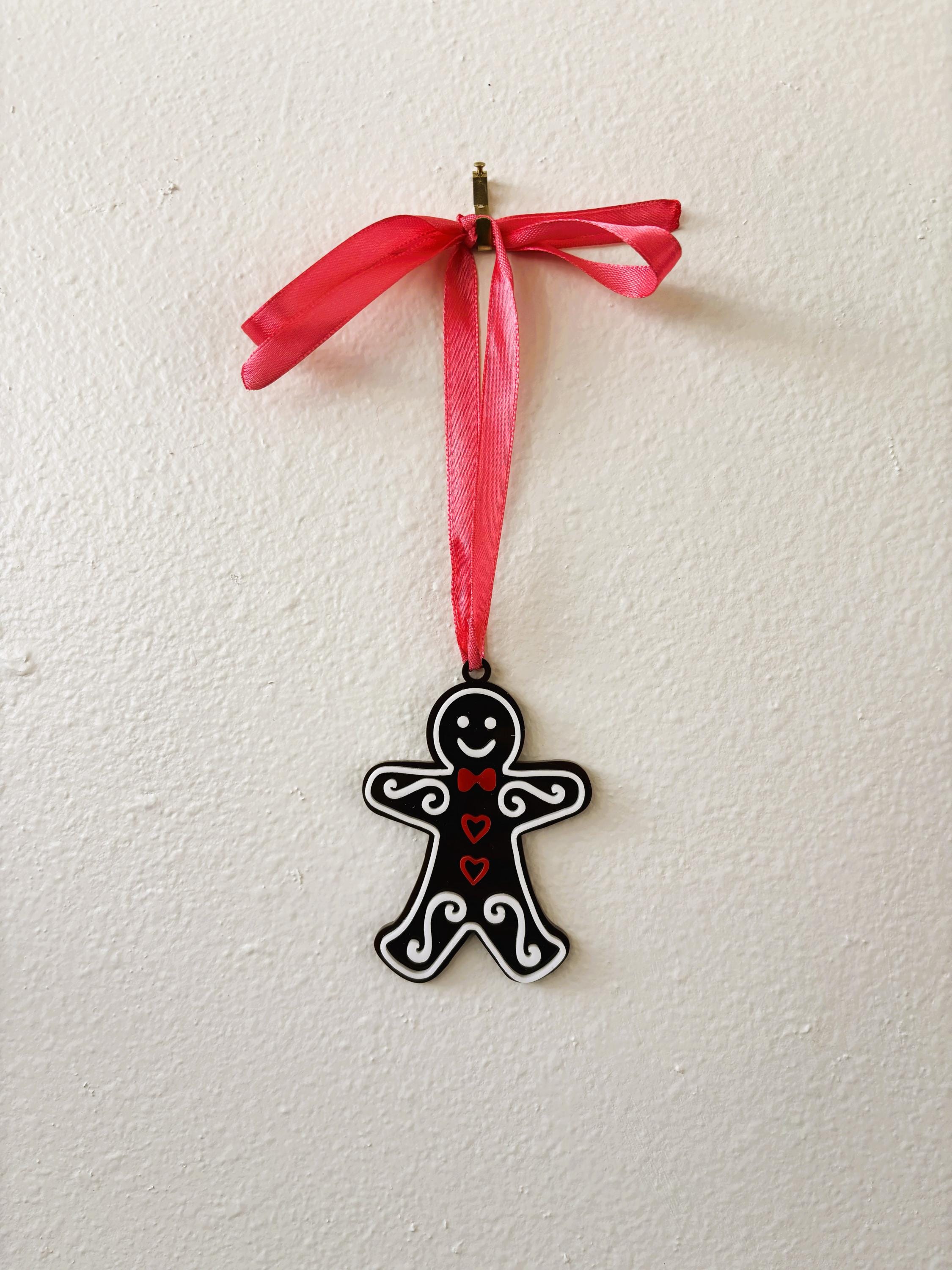 Gingerbread Man Holiday Ornament for Christmas Tree: Handmade Acrylic Gift