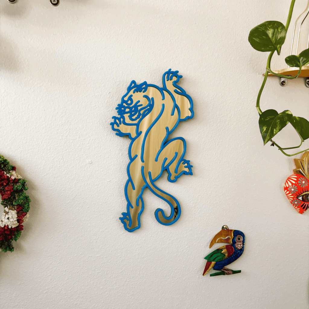 ElectricPanther - Tattoo - inspired Tiger Mirror, Bold Statement Art Wall Hanging Decor - by MirrorPop. Handmade acrylic art.