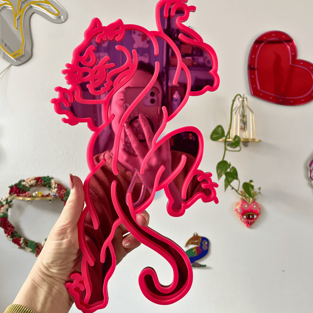 ElectricPanther - Tattoo - inspired Tiger Mirror, Bold Statement Art Wall Hanging Decor - by MirrorPop. Handmade acrylic art.