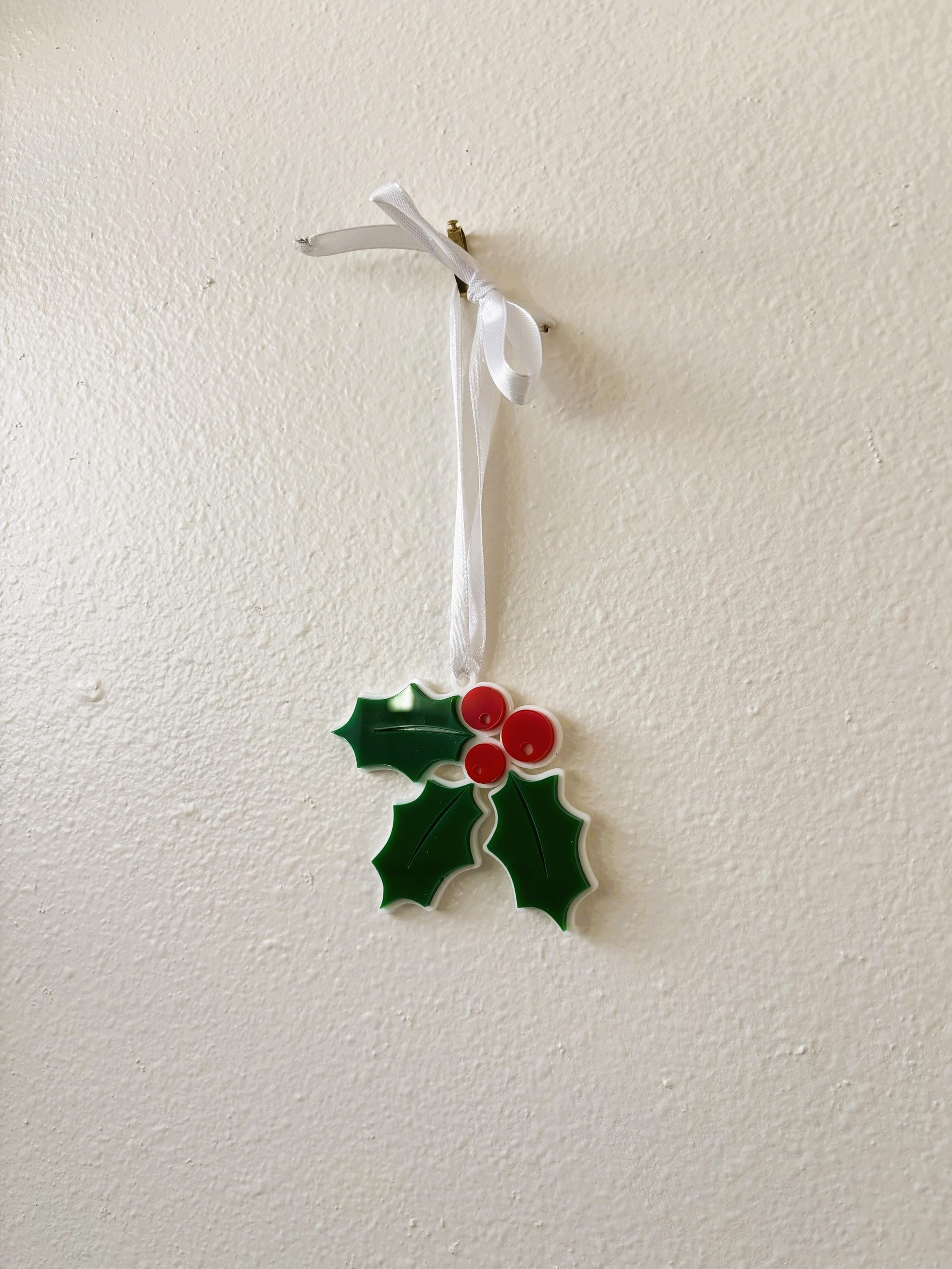 Mistletoe Holiday Ornament for Christmas Tree: Handmade Acrylic Gift