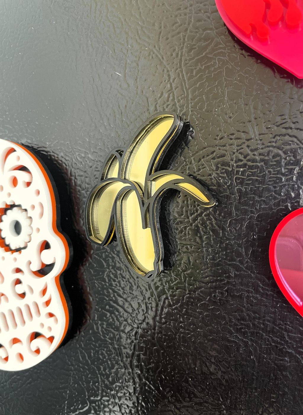 Banana Acrylic Mirror Fridge Magnet: Funky Pop Art Small Wall Hanging