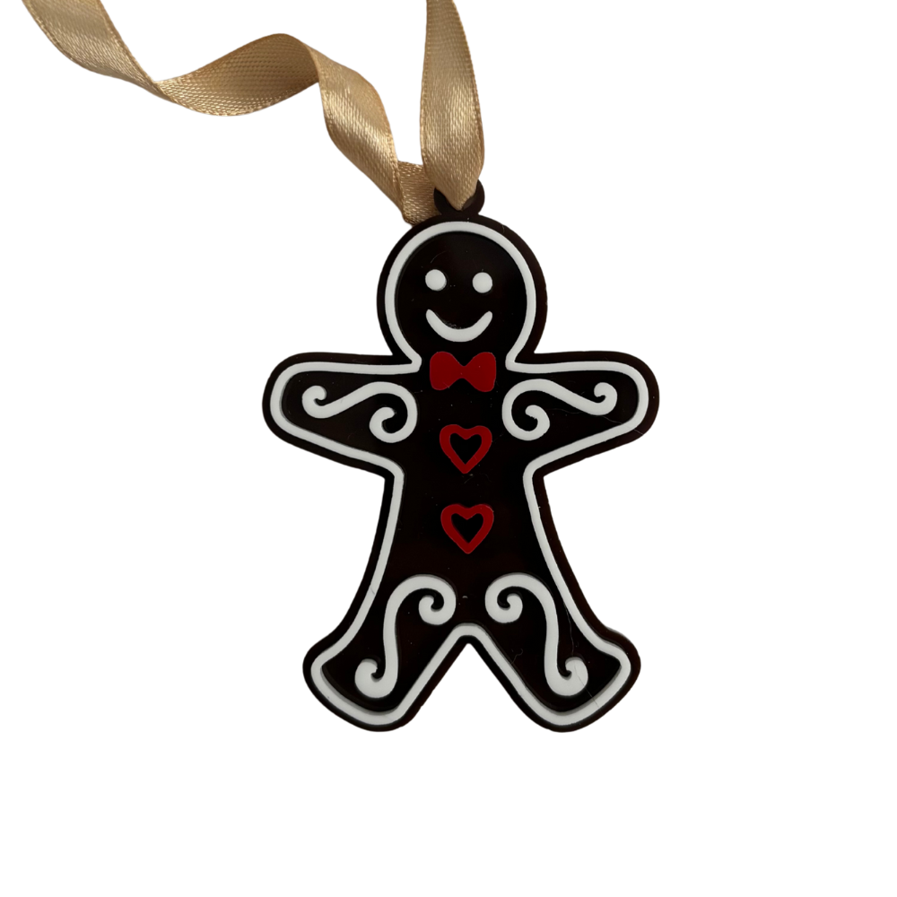 Gingerbread Man Holiday Ornament for Christmas Tree: Handmade Acrylic Gift