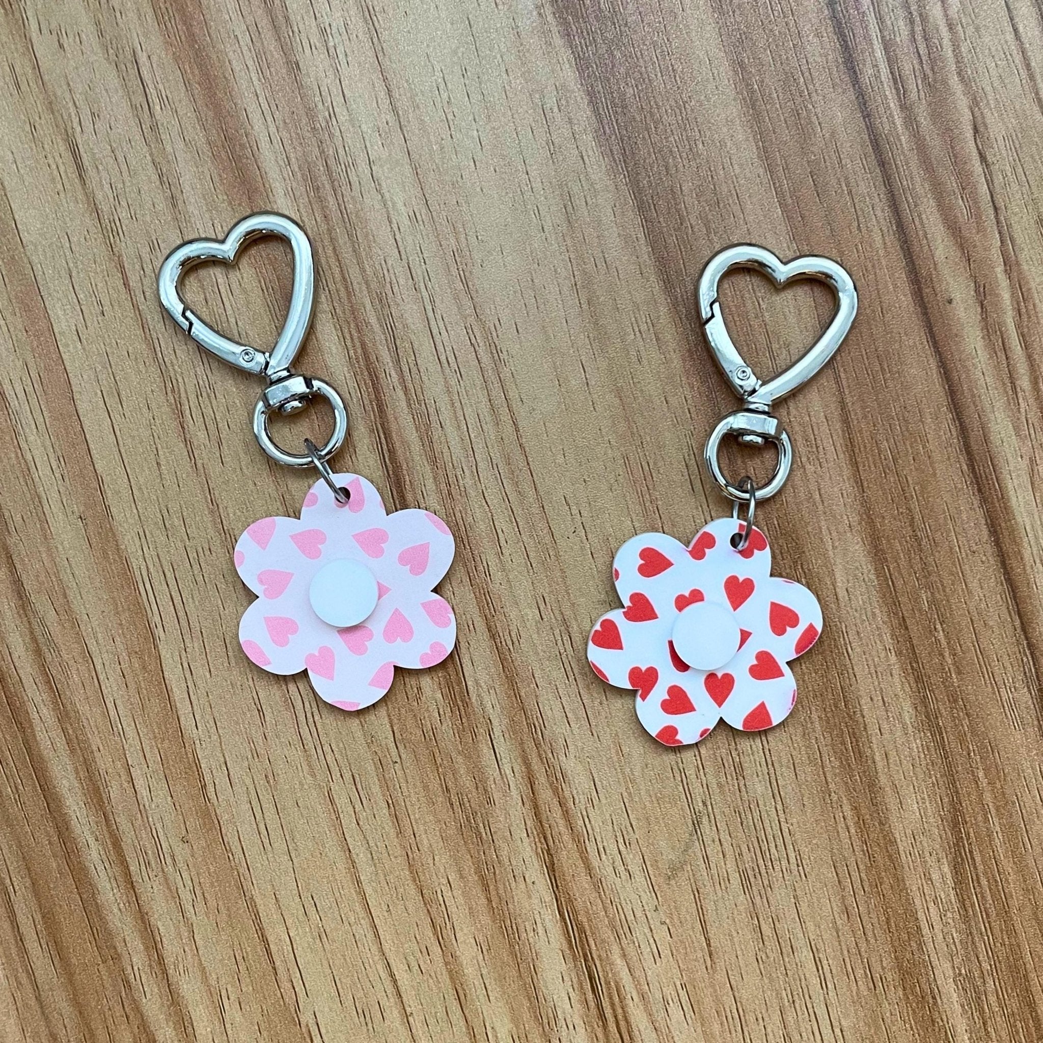 Heart Bag Charm – Valentine’s Day Bag Accessory, Cute Pink & Red Purse Charm or Keychain Gift - by MirrorPop. Handmade acrylic art.