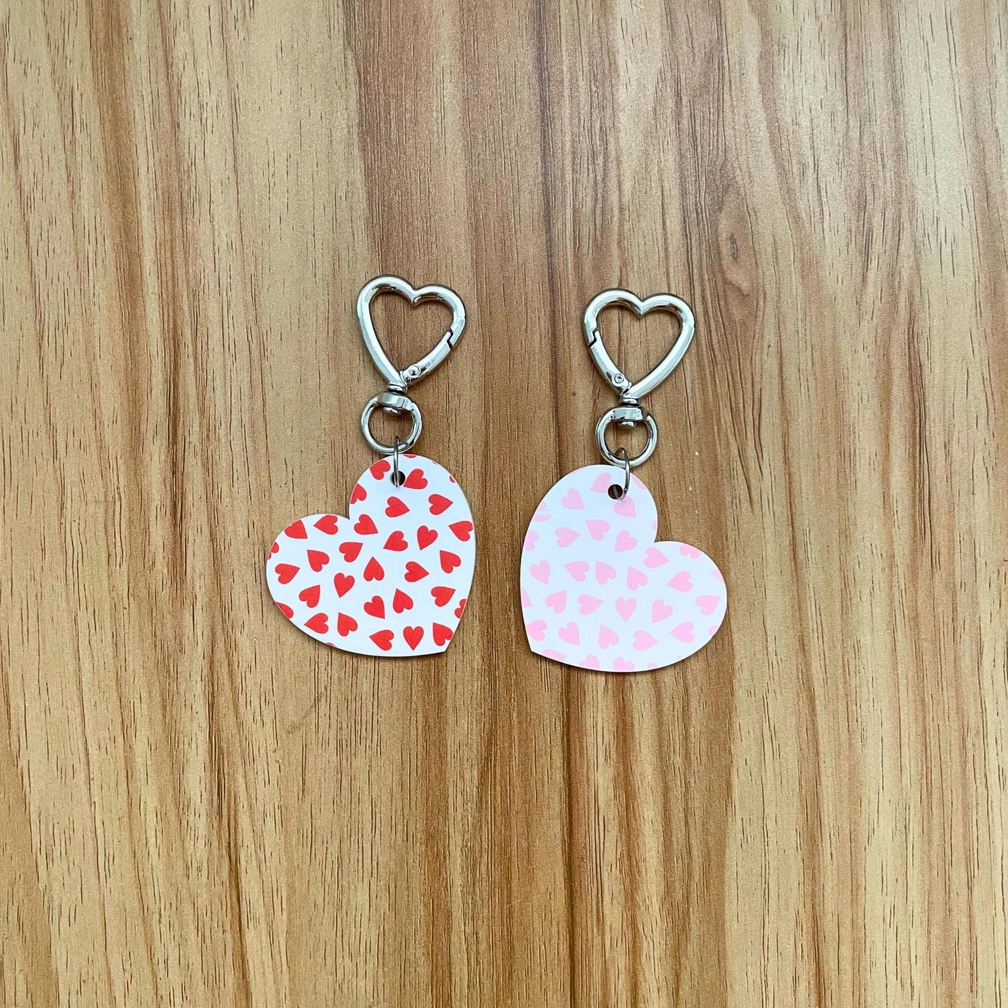 Heart Bag Charm – Valentine’s Day Bag Accessory, Cute Pink & Red Purse Charm or Keychain Gift - by MirrorPop. Handmade acrylic art.