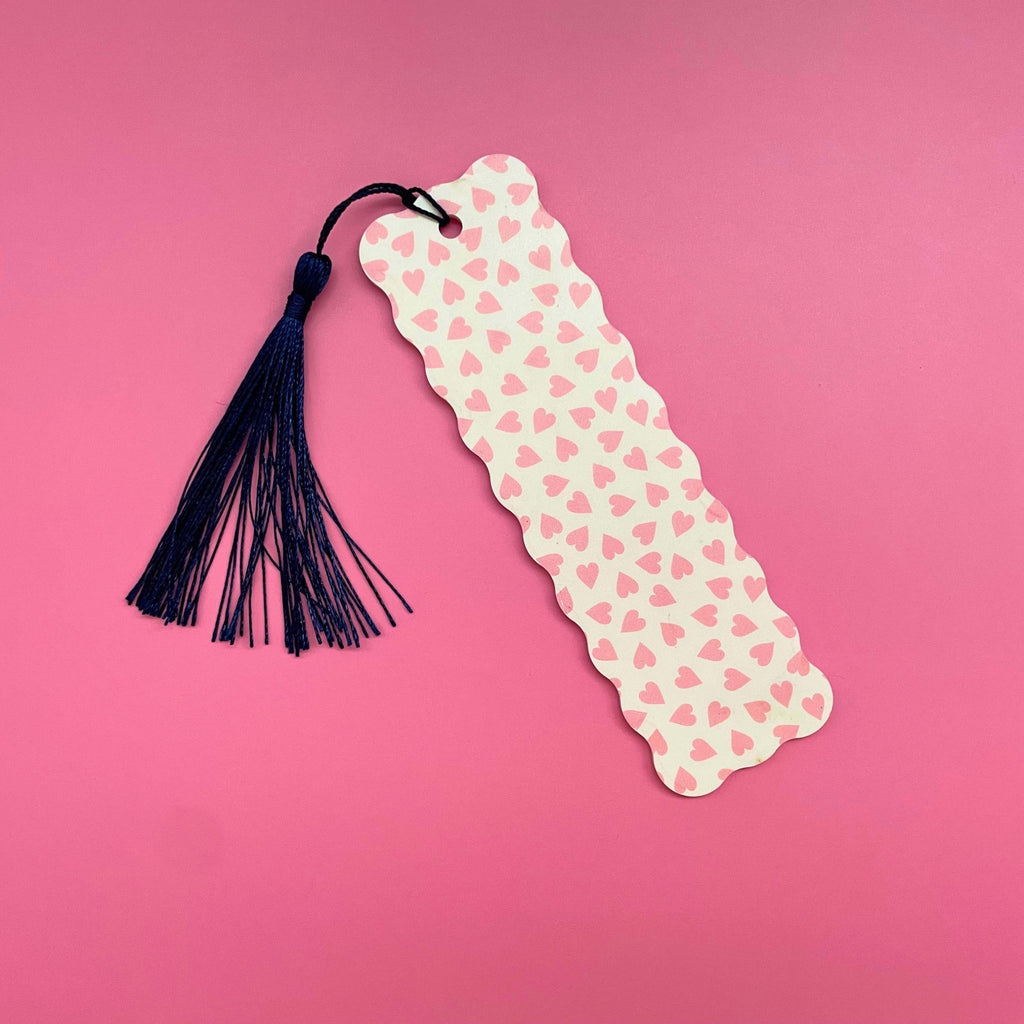 Heart Bookmark – Valentine’s Day Bookmark, Cute Pink & Red Book Accessory, Modern Gift for Readers - by MirrorPop. Handmade acrylic art.