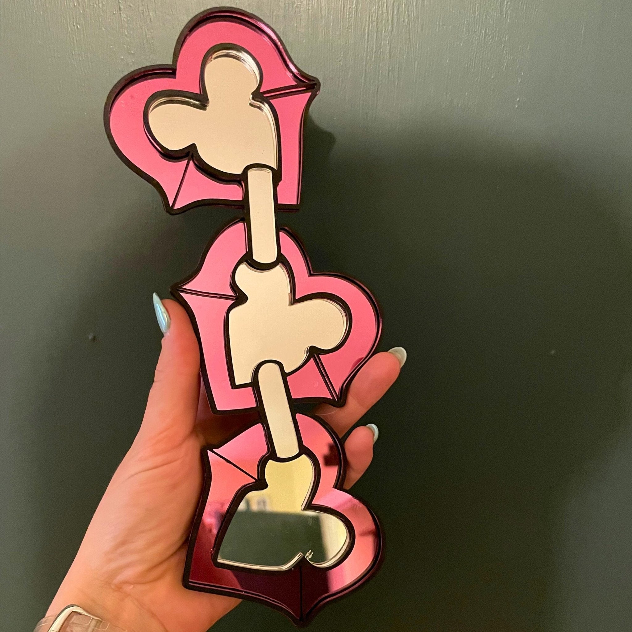 Heart Chain Mirror - by MirrorPop. Handmade acrylic art.