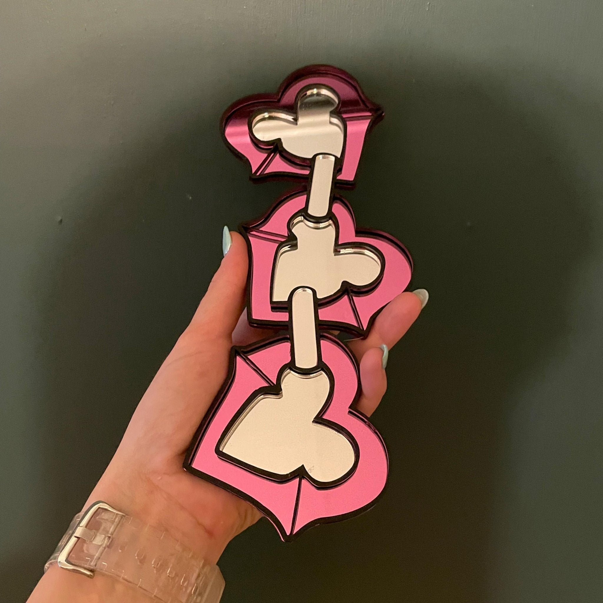 Heart Chain Mirror - by MirrorPop. Handmade acrylic art.