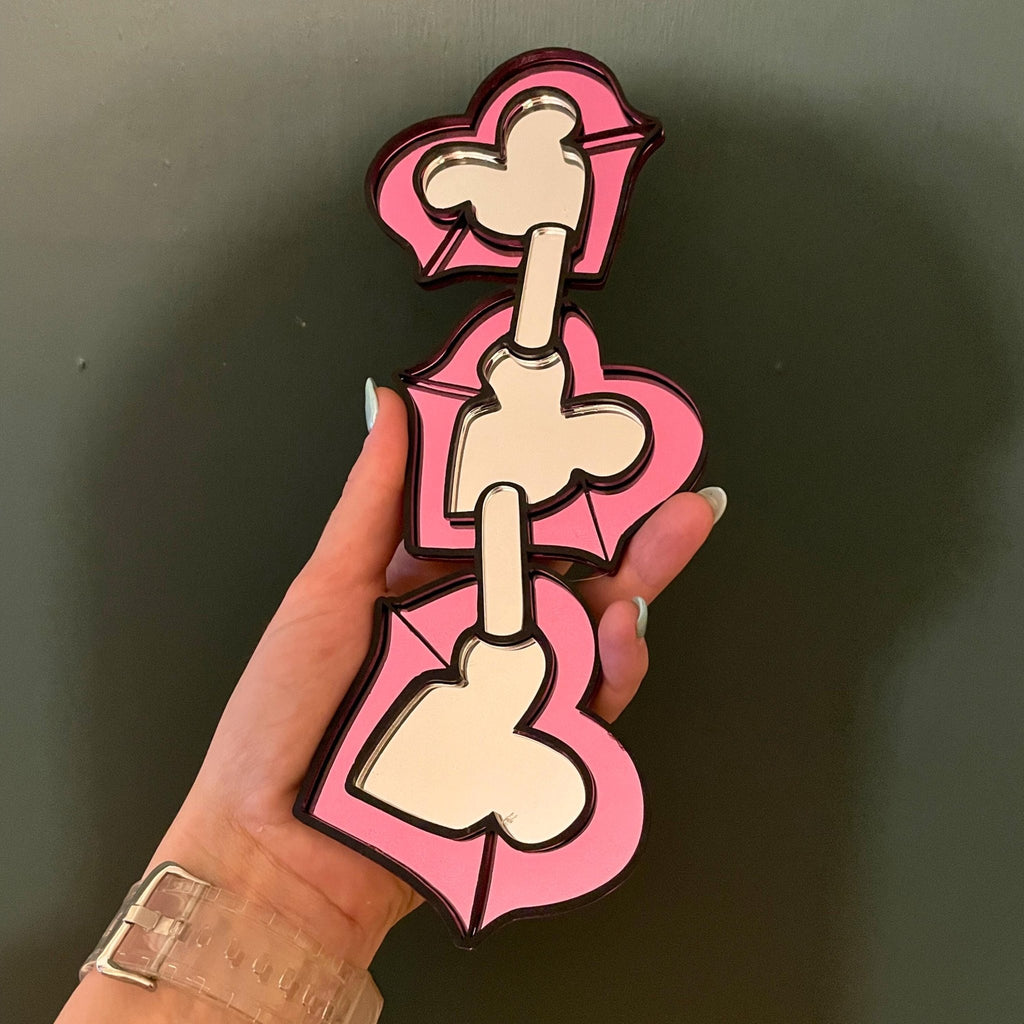 Heart Chain Mirror - by MirrorPop. Handmade acrylic art.