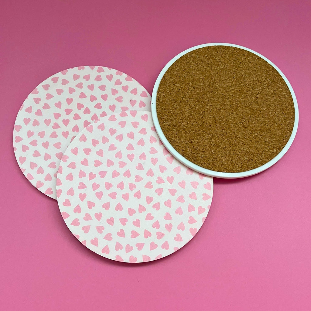 Heart Coaster – Valentines Day Pink & Red Drink Coaster for Modern Home Decor - by MirrorPop. Handmade acrylic art.