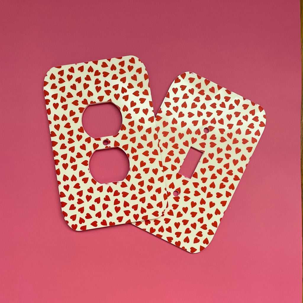 Heart Light Switch Outlet Cover – Valentine's Day Pink & Red Wall Plate, Modern Accent Switch Cover - by MirrorPop. Handmade acrylic art.
