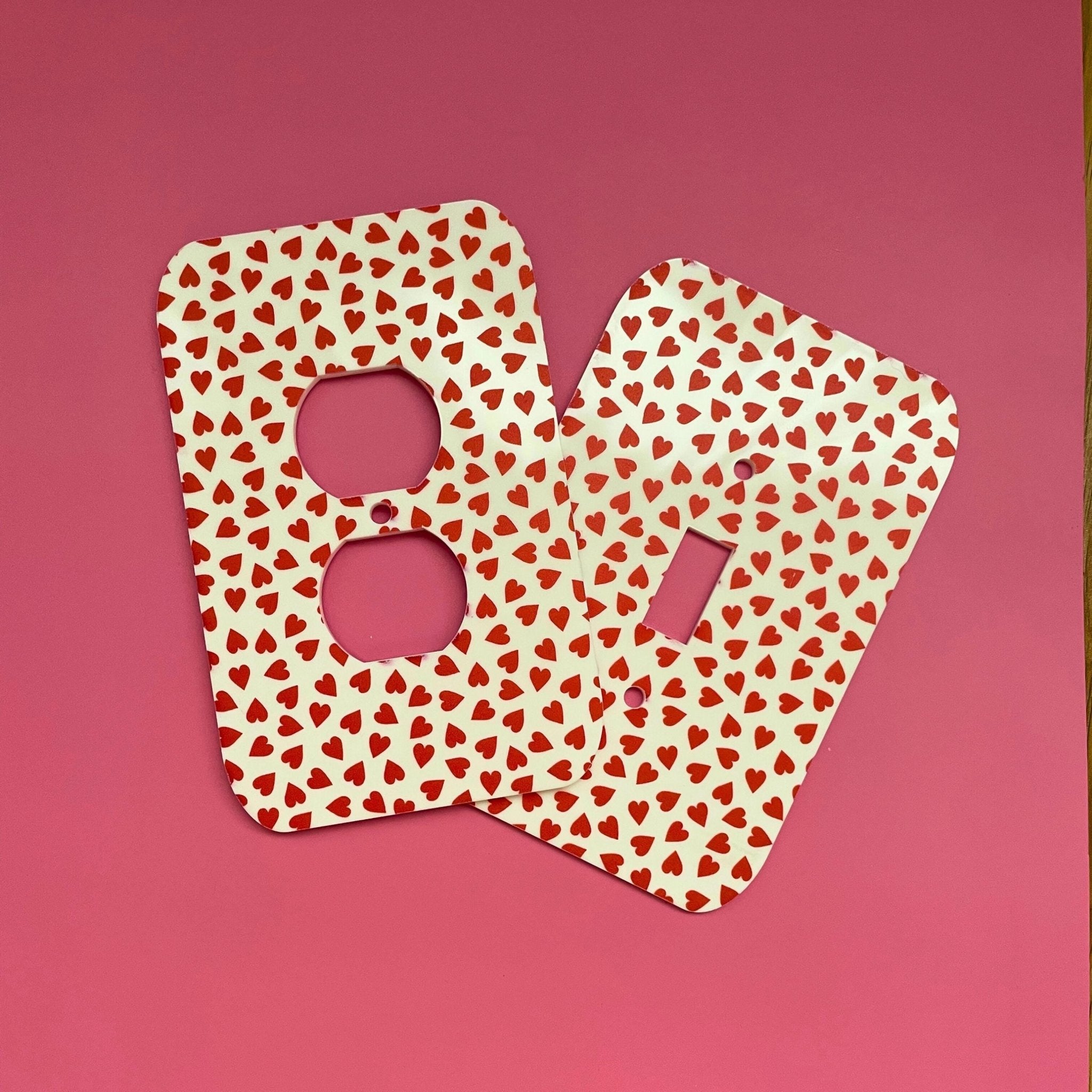 Heart Light Switch Outlet Cover – Valentine's Day Pink & Red Wall Plate, Modern Accent Switch Cover - by MirrorPop. Handmade acrylic art.