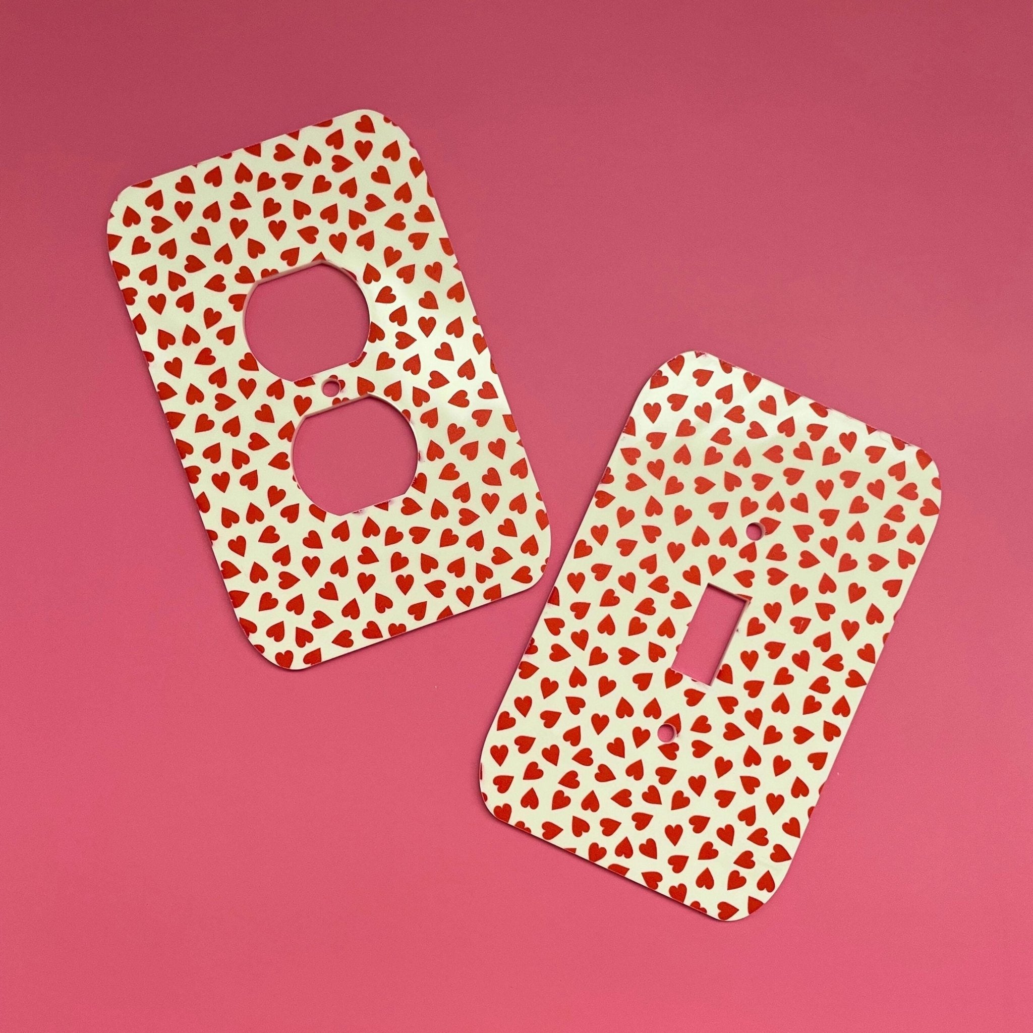 Heart Light Switch Outlet Cover – Valentine's Day Pink & Red Wall Plate, Modern Accent Switch Cover - by MirrorPop. Handmade acrylic art.