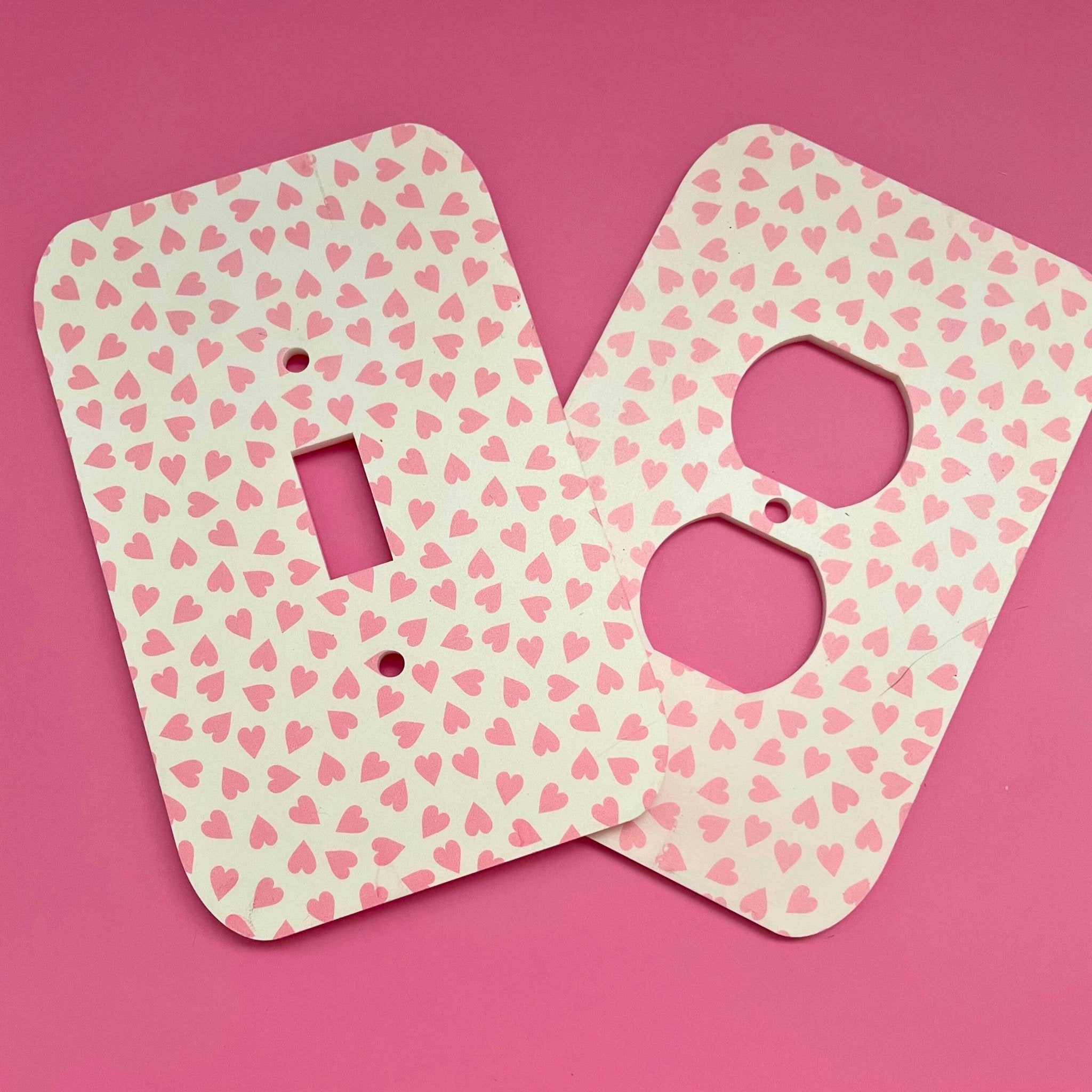 Heart Light Switch Outlet Cover – Valentine's Day Pink & Red Wall Plate, Modern Accent Switch Cover - by MirrorPop. Handmade acrylic art.