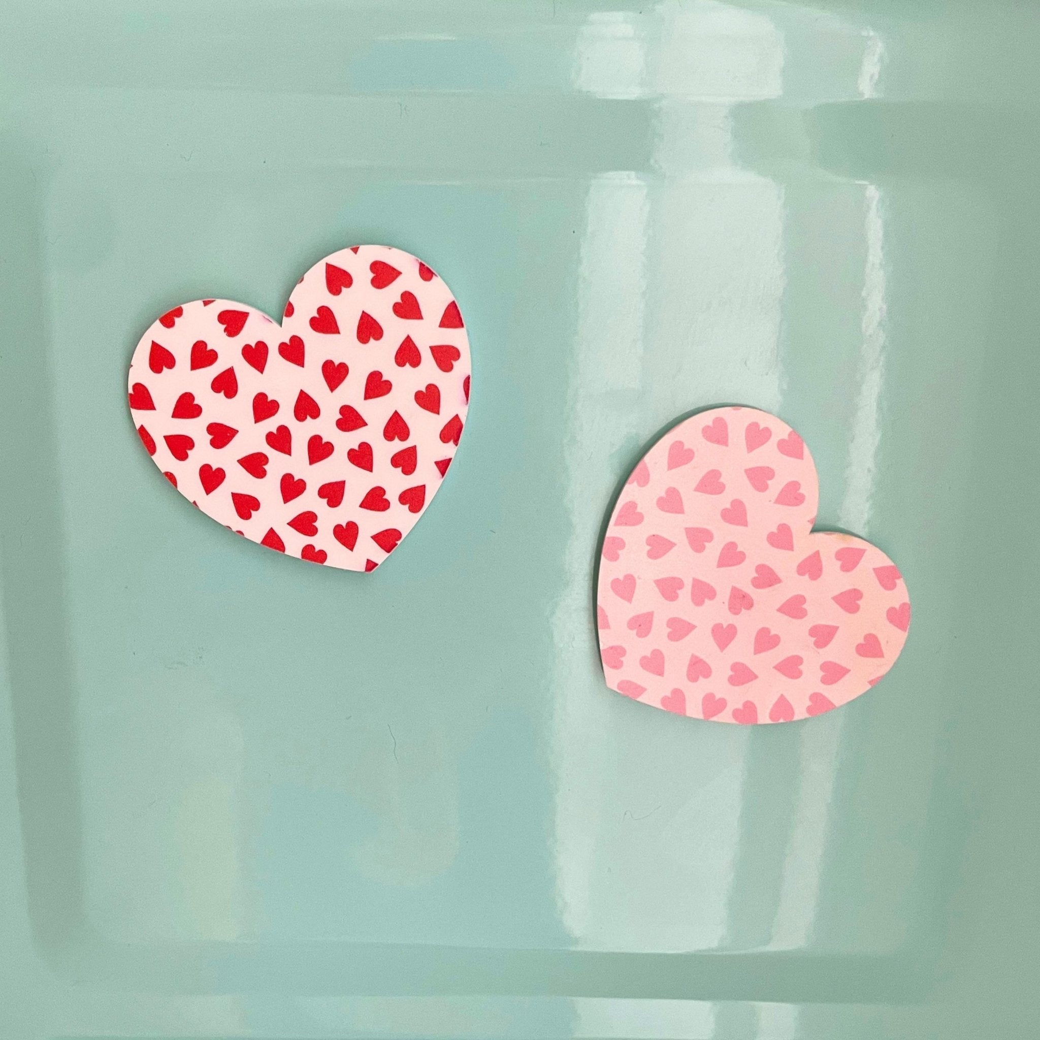 Heart Magnet – Valentine’s Day Fridge Magnet, Cute Pink & Red Magnet for Modern Home Decor - by MirrorPop. Handmade acrylic art.