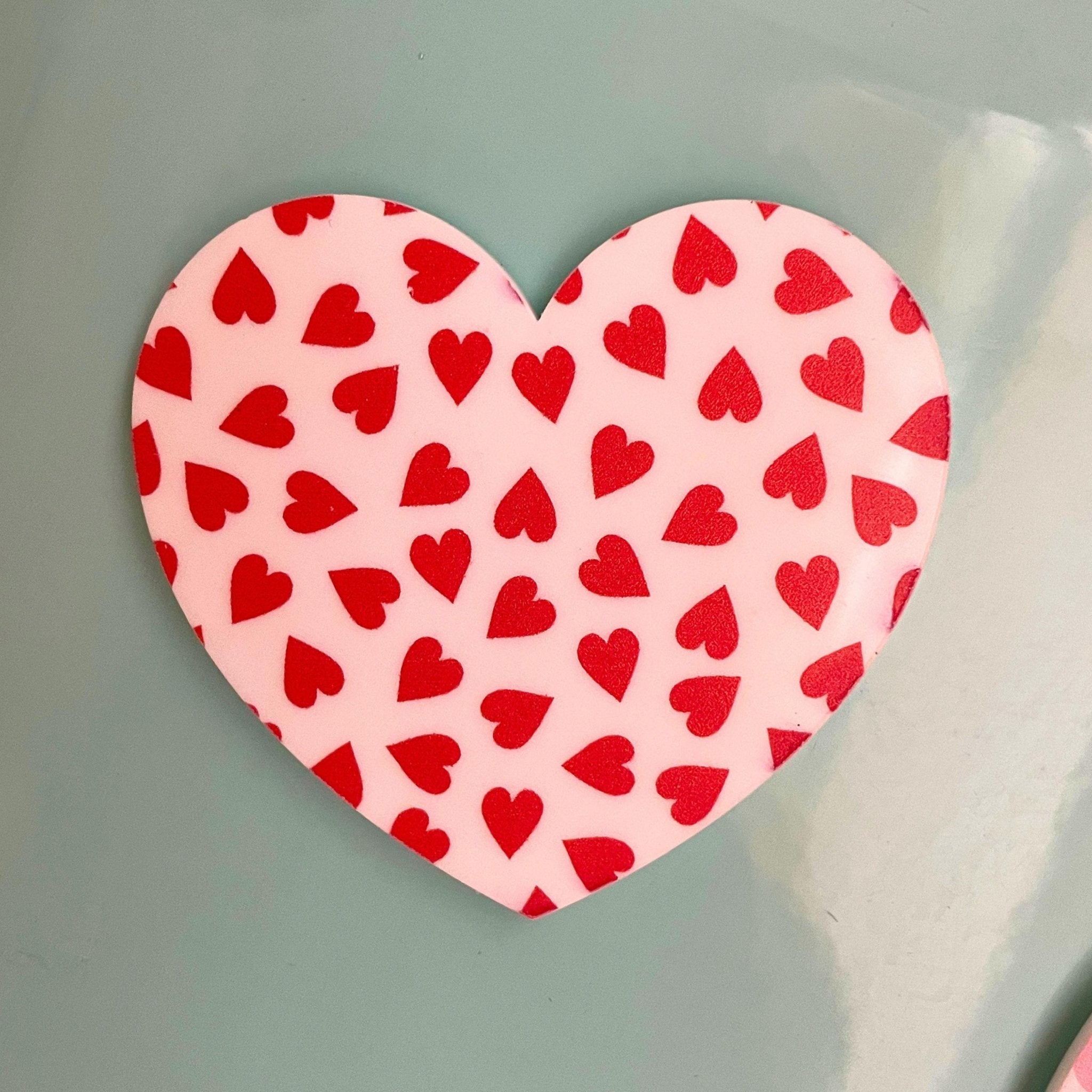 Heart Magnet – Valentine’s Day Fridge Magnet, Cute Pink & Red Magnet for Modern Home Decor - by MirrorPop. Handmade acrylic art.