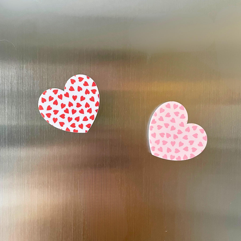 Heart Magnet – Valentine’s Day Fridge Magnet, Cute Pink & Red Magnet for Modern Home Decor - by MirrorPop. Handmade acrylic art.
