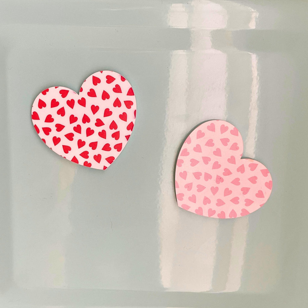 Heart Magnet – Valentine’s Day Fridge Magnet, Cute Pink & Red Magnet for Modern Home Decor - by MirrorPop. Handmade acrylic art.