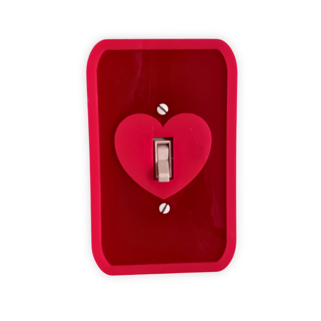 Heart Retro Light Switch Cover - by MirrorPop. Handmade acrylic art.