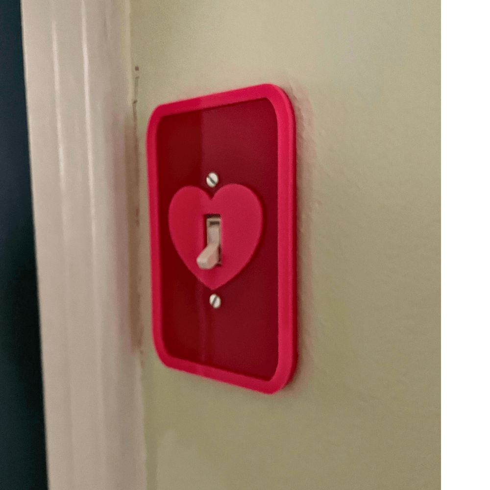 Heart Retro Light Switch Cover - by MirrorPop. Handmade acrylic art.
