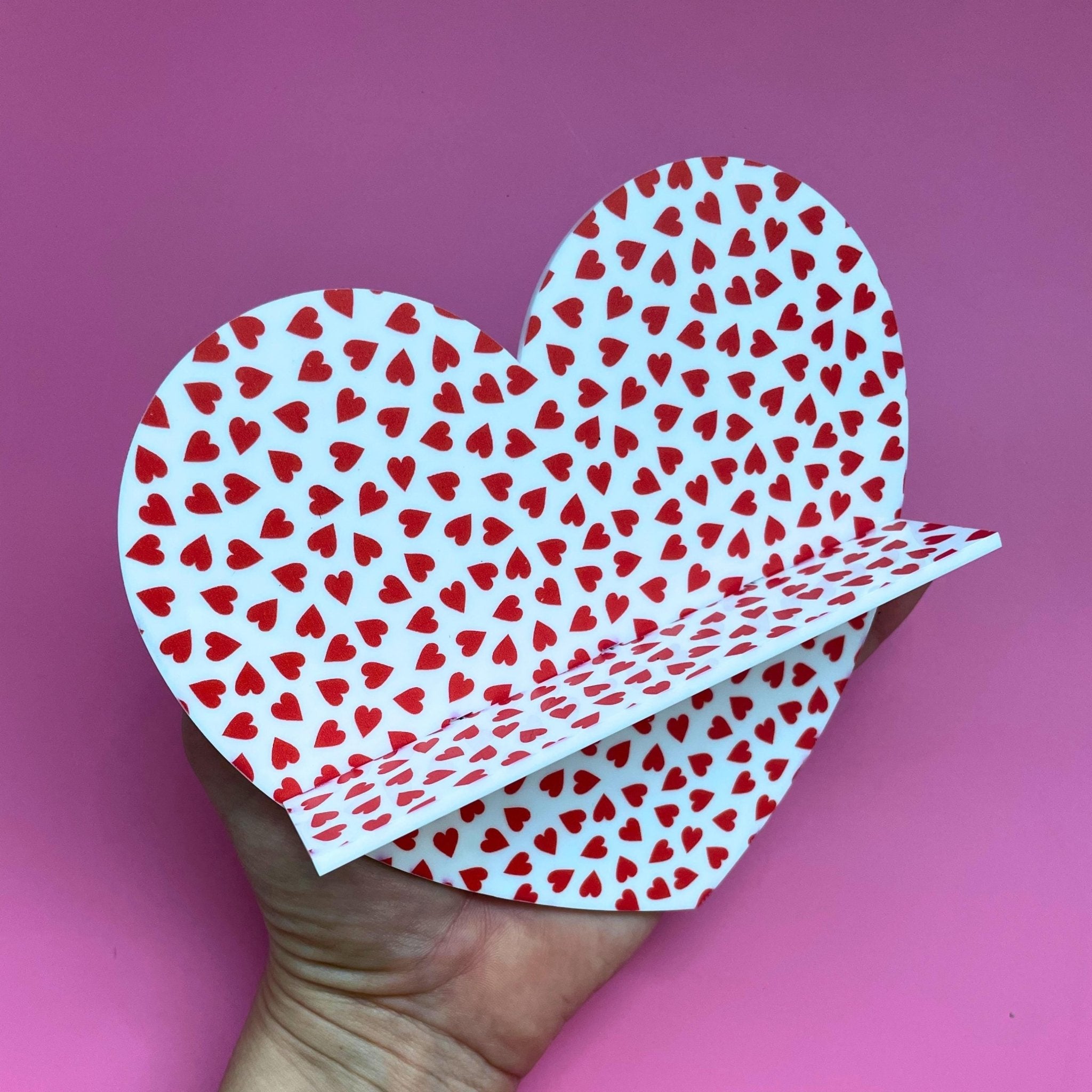 Heart Wall Shelf – Valentine’s Day Pink Red Decor Shelf for Crystals, Trinkets & Mini Art - by MirrorPop. Handmade acrylic art.