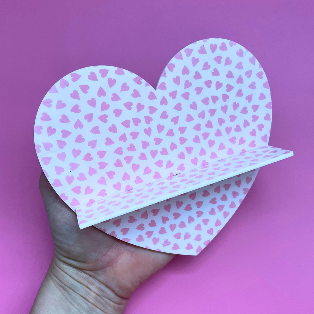 Heart Wall Shelf – Valentine’s Day Pink Red Decor Shelf for Crystals, Trinkets & Mini Art - by MirrorPop. Handmade acrylic art.