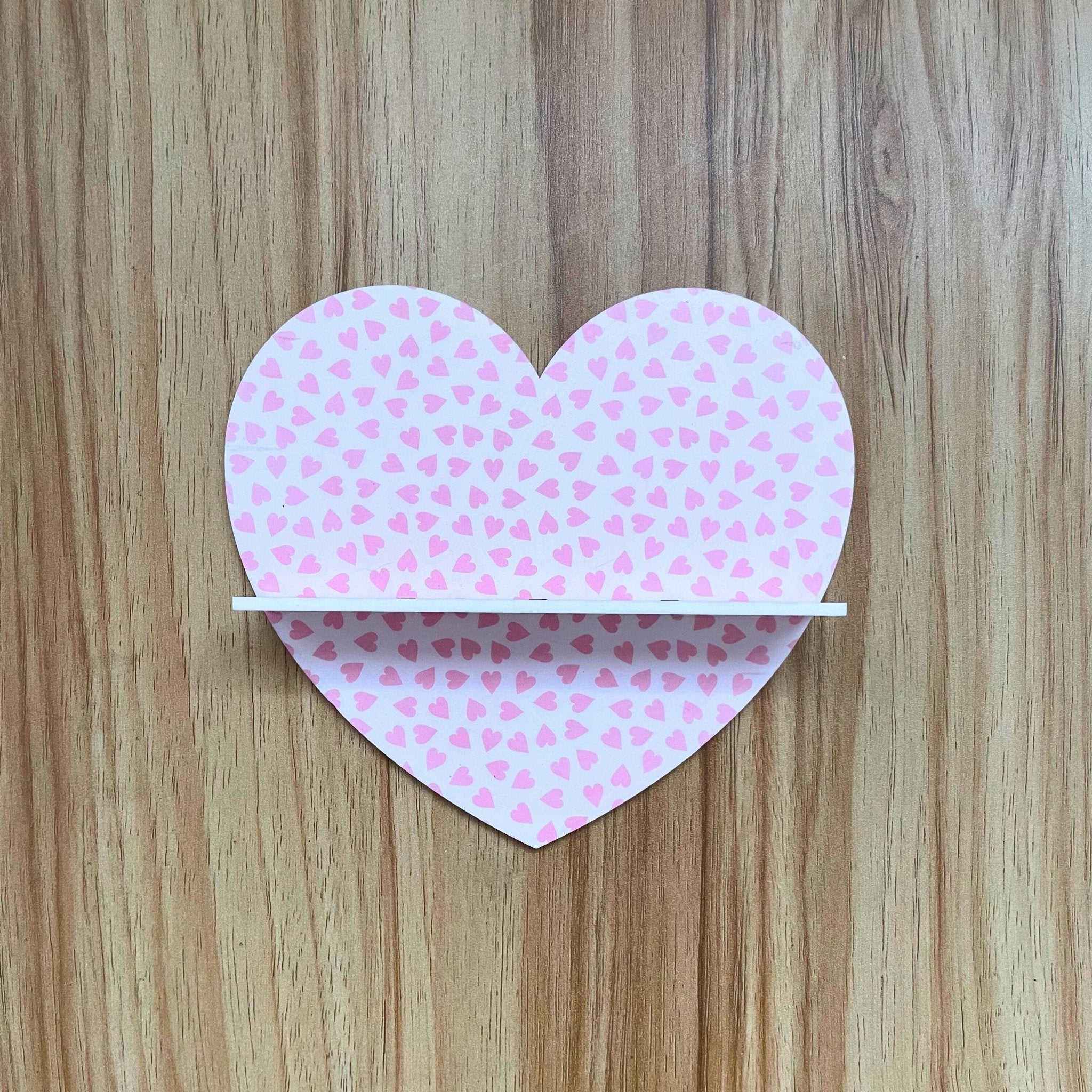 Heart Wall Shelf – Valentine’s Day Pink Red Decor Shelf for Crystals, Trinkets & Mini Art - by MirrorPop. Handmade acrylic art.