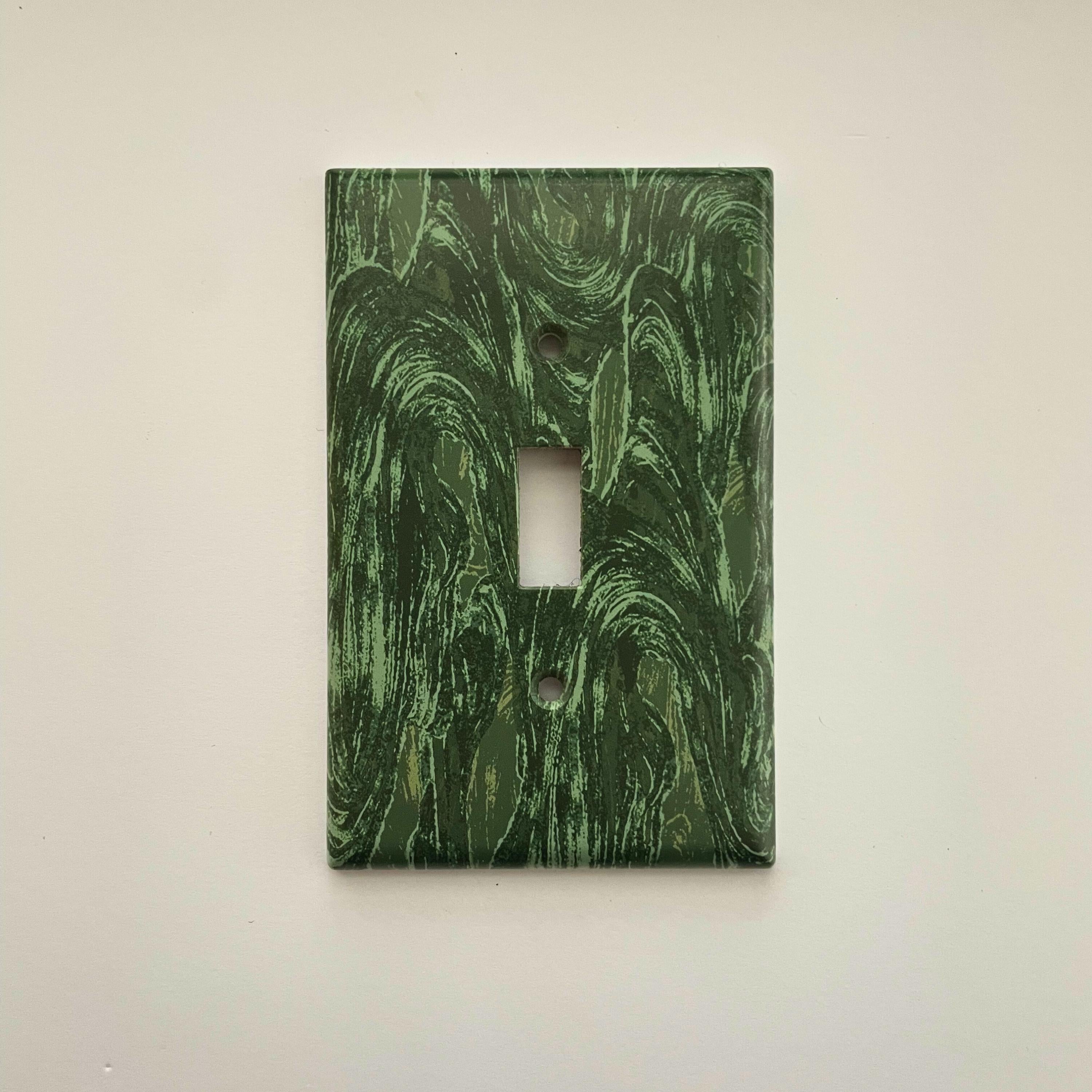 Dark Green Light Switch Cover | Whispy Design Outlet Wall Plate | Dopamine Home Decor