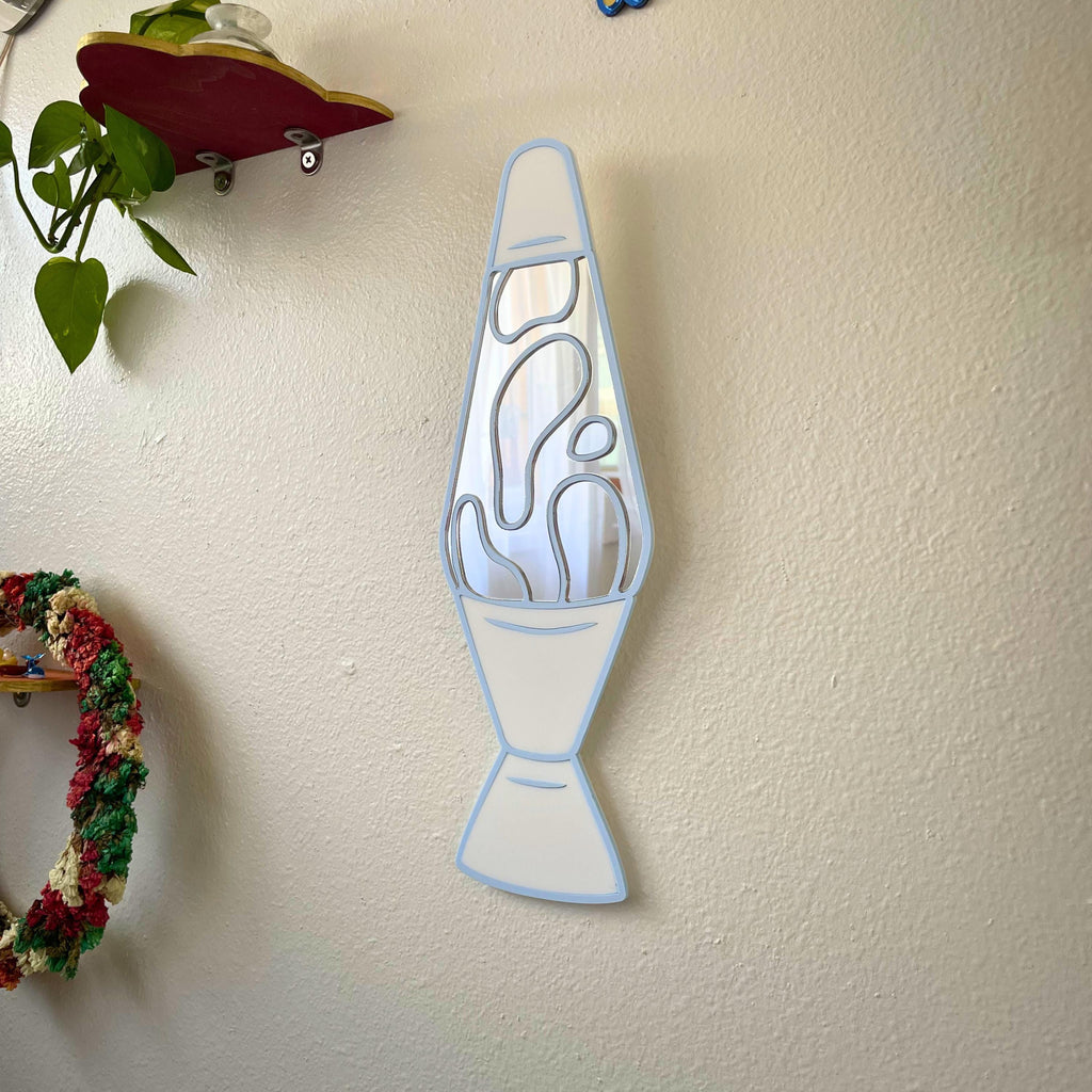 White & Blue Lava Lamp Mirror