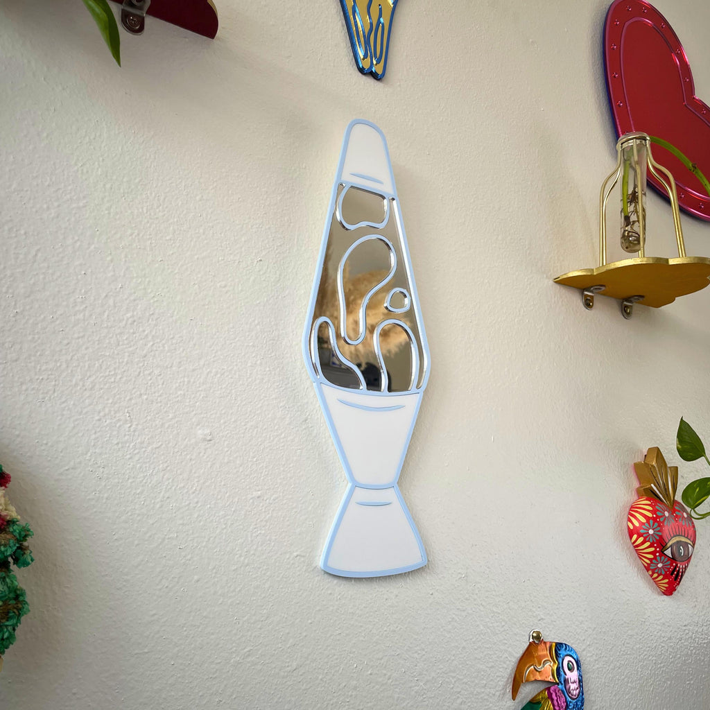 White & Blue Lava Lamp Mirror