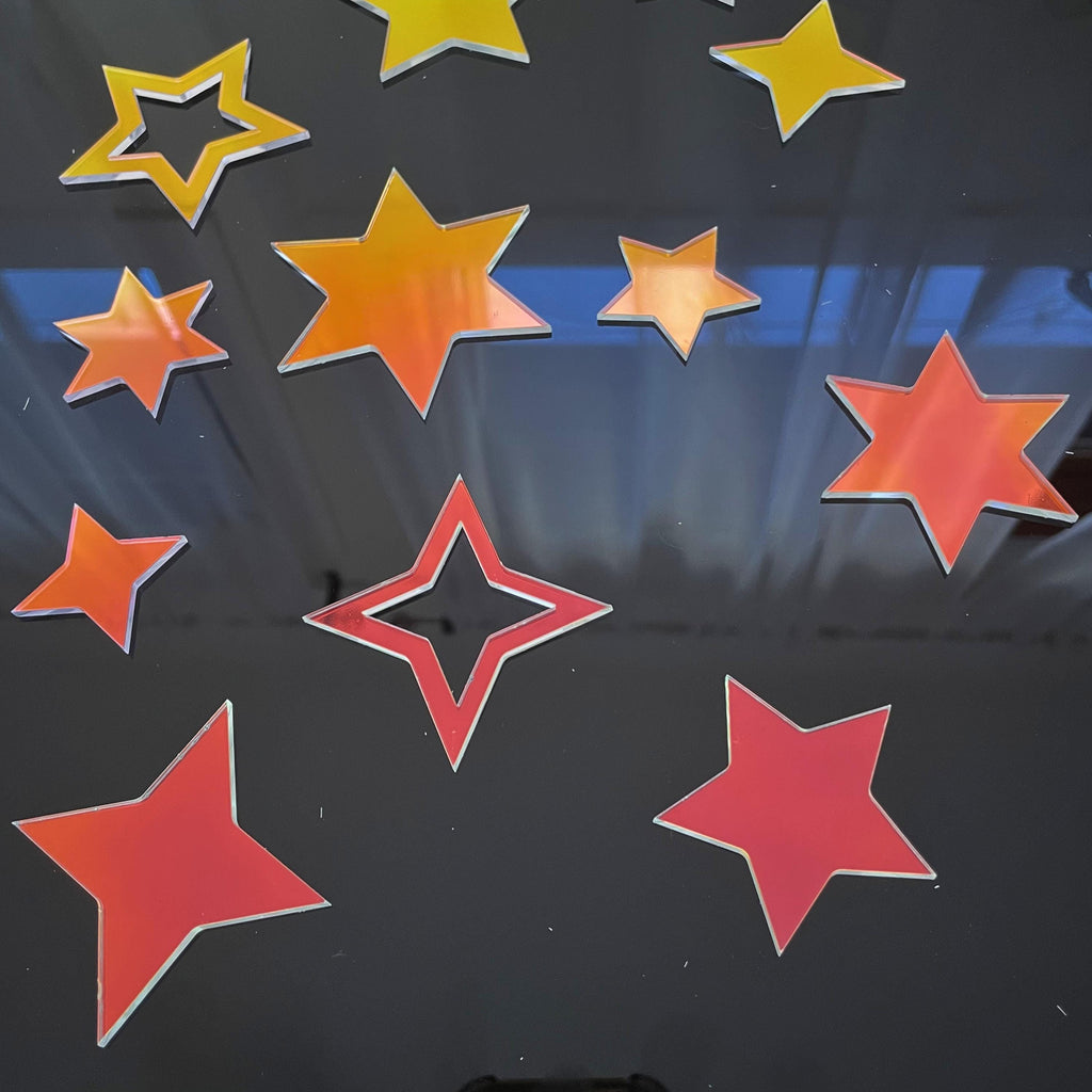 Iridescent Acrylic Star Stickers: Renter-Friendly Mirror Wall Decor