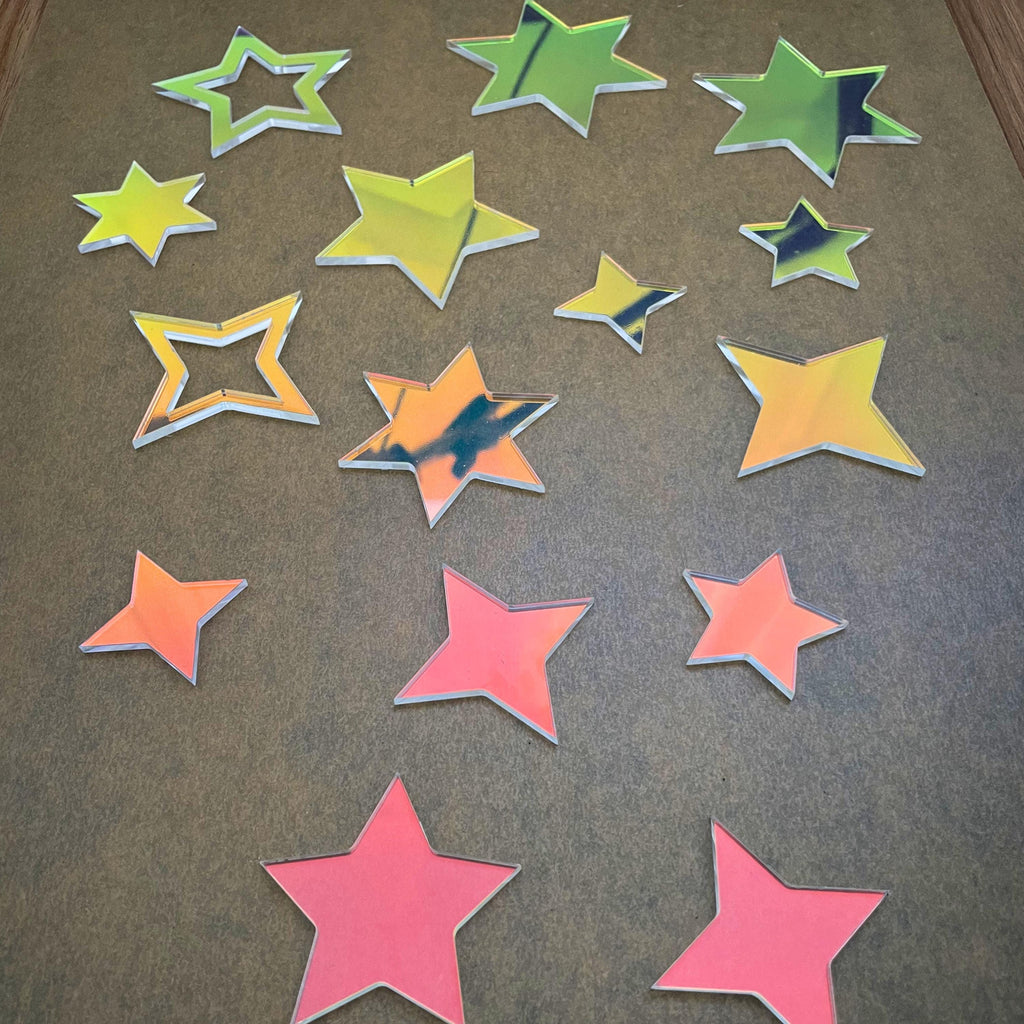 Iridescent Acrylic Star Stickers: Renter-Friendly Mirror Wall Decor