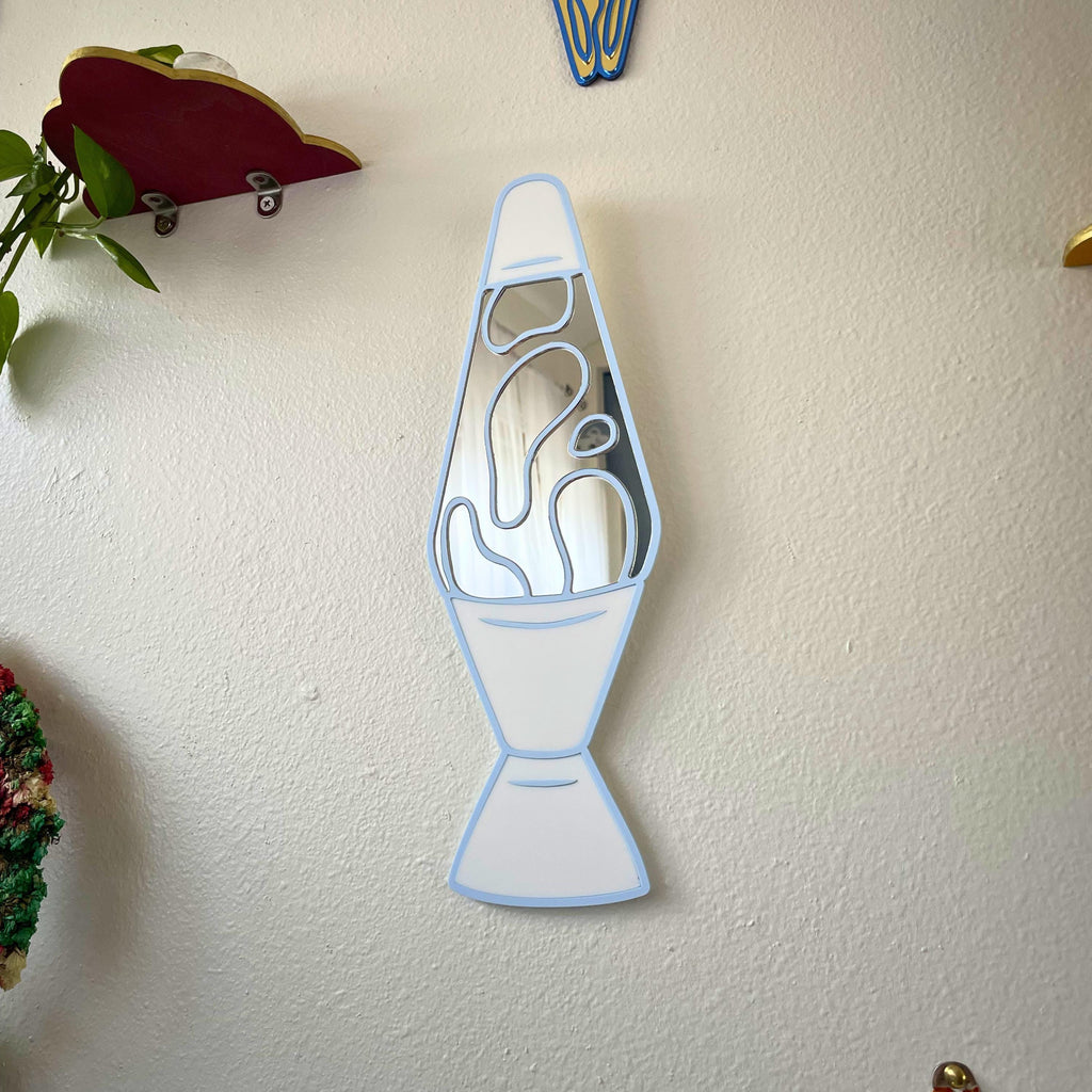 White & Blue Lava Lamp Mirror