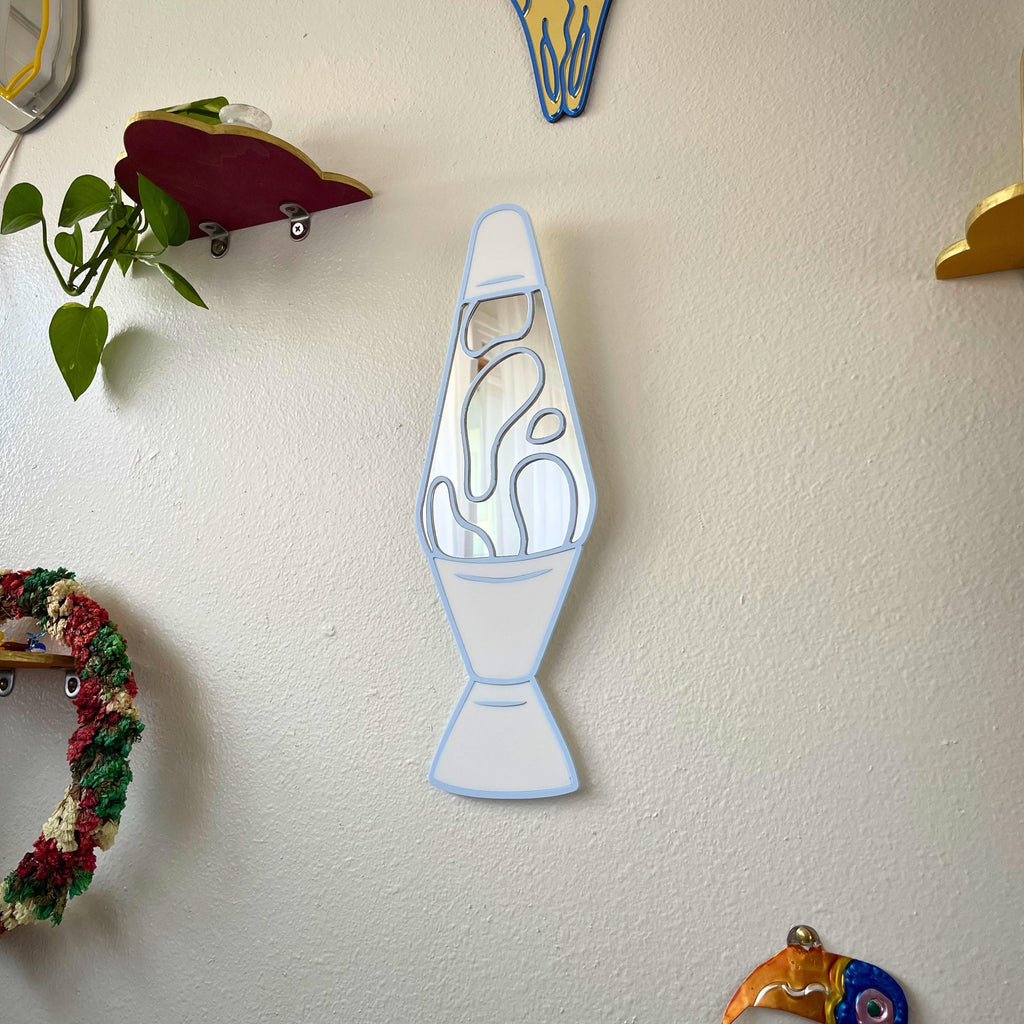 White & Blue Lava Lamp Mirror
