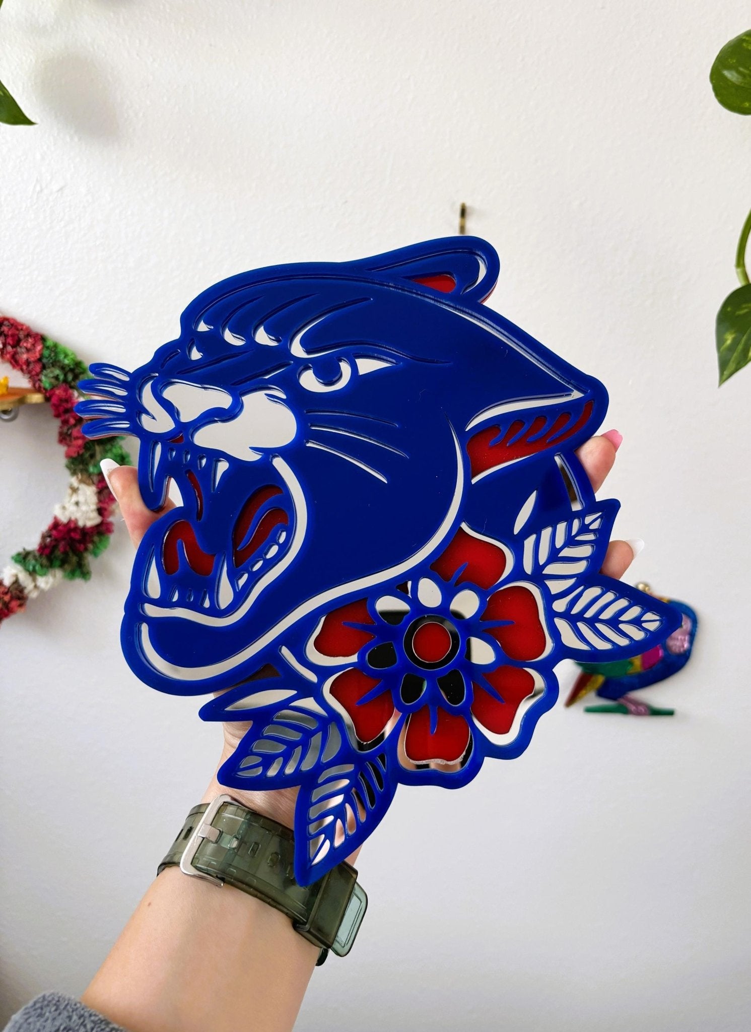 InkPanther Acrylic Wall Art - Tattoo - inspired Mirrored Gallery Decor - by MirrorPop. Handmade acrylic art.