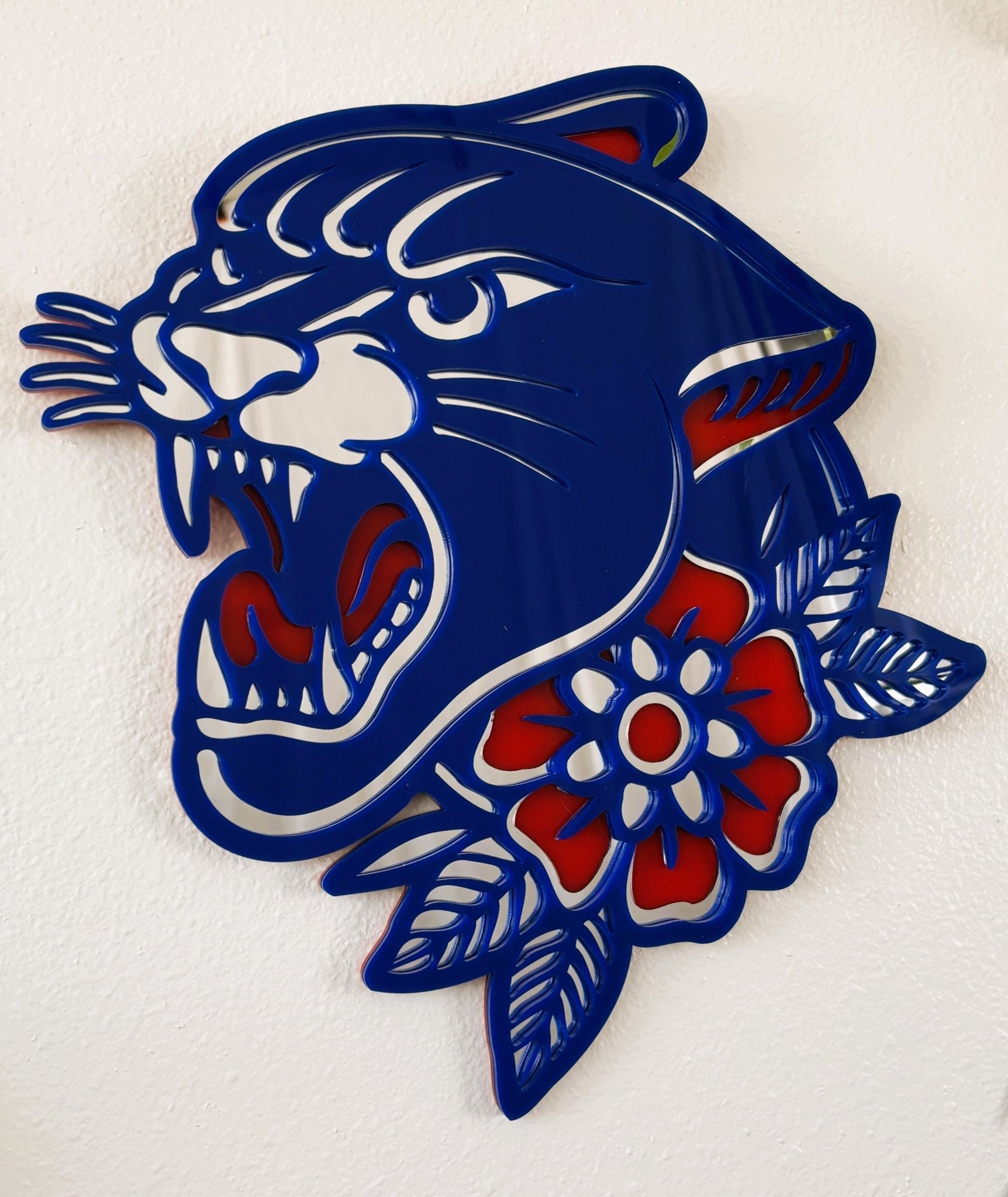 InkPanther Acrylic Wall Art - Tattoo - inspired Mirrored Gallery Decor - by MirrorPop. Handmade acrylic art.