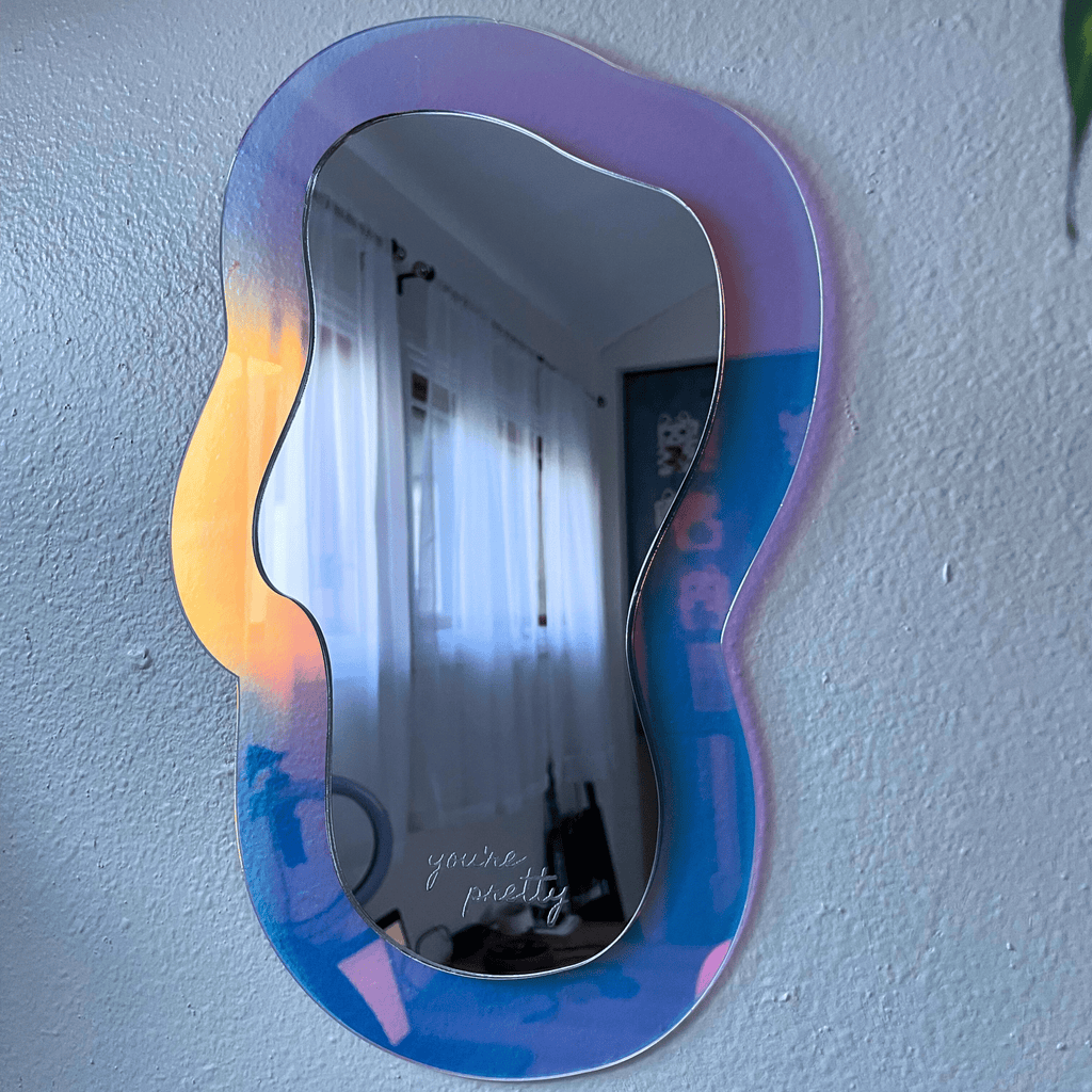 Long DreamWave - Iridescent Acrylic Mirror Wall Art - by MirrorPop. Handmade acrylic art.