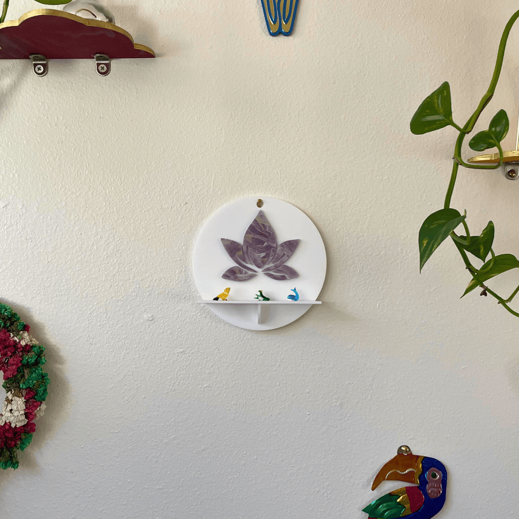 Lotus Eye Wall Shelf – Funky Colorful Acrylic Sculptural Display Shelf - by MirrorPop. Handmade acrylic art.