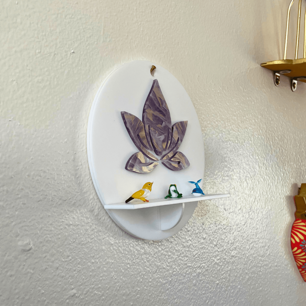 Lotus Eye Wall Shelf – Funky Colorful Acrylic Sculptural Display Shelf - by MirrorPop. Handmade acrylic art.