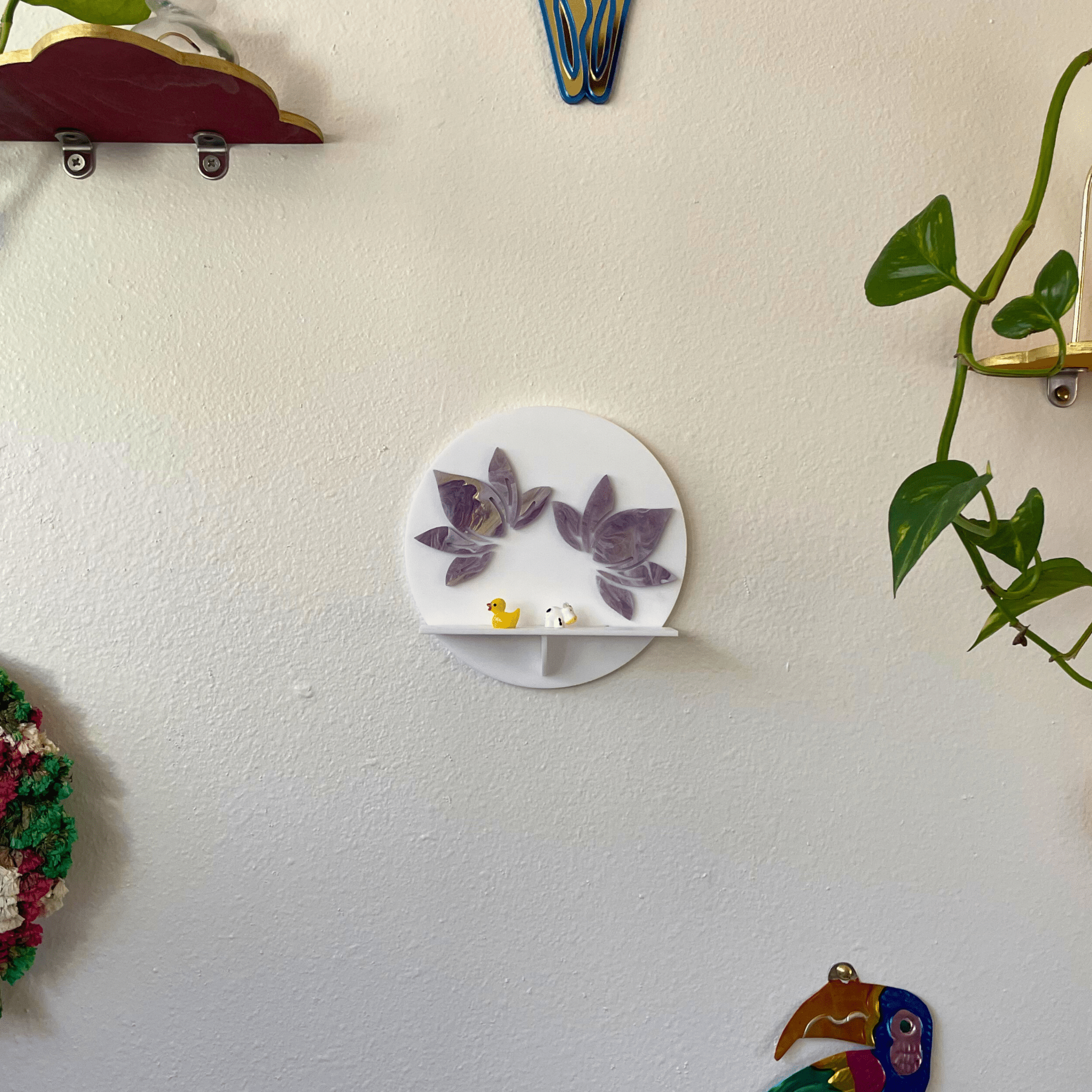 Lotus Eye Wall Shelf – Funky Colorful Acrylic Sculptural Display Shelf - by MirrorPop. Handmade acrylic art.