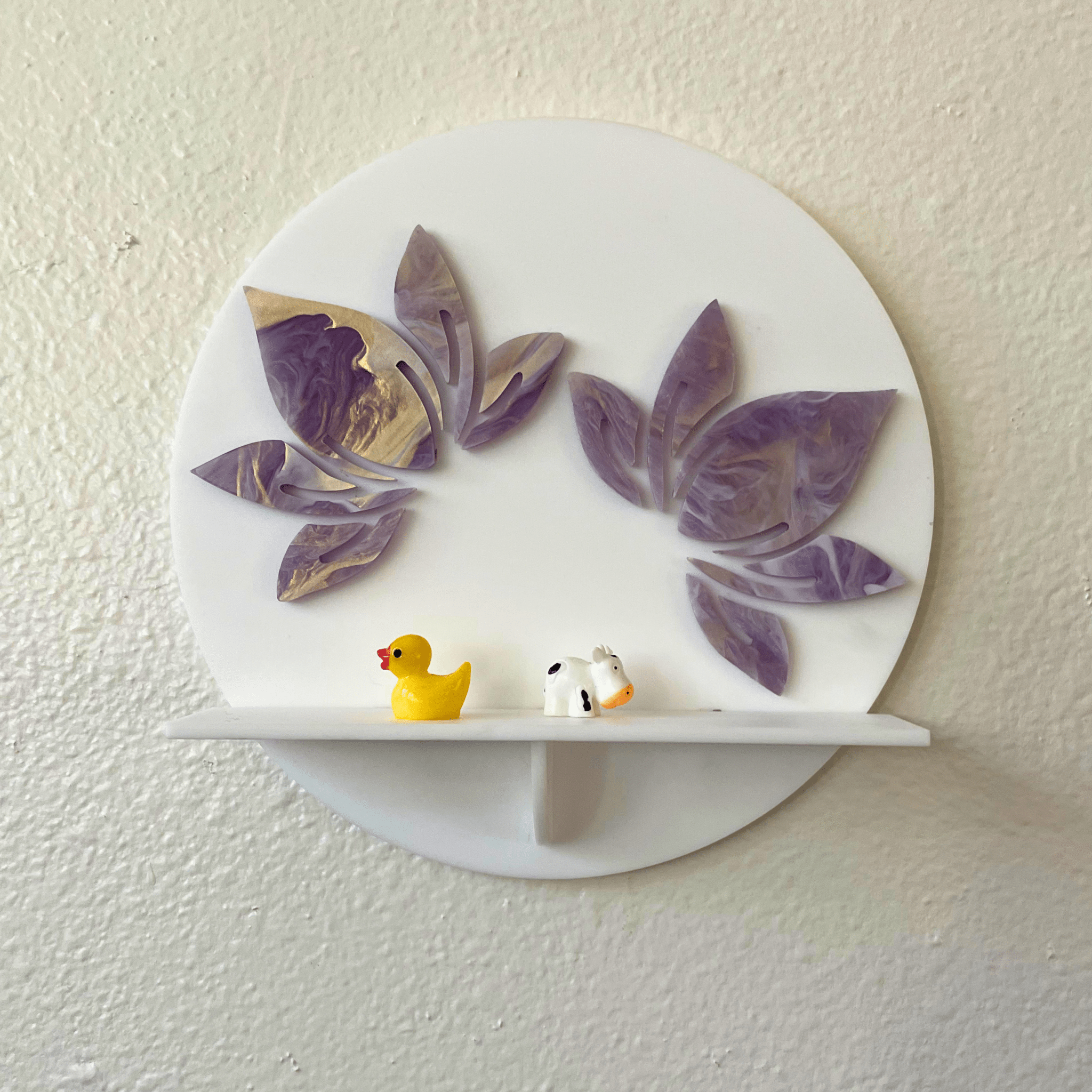 Lotus Eye Wall Shelf – Funky Colorful Acrylic Sculptural Display Shelf - by MirrorPop. Handmade acrylic art.