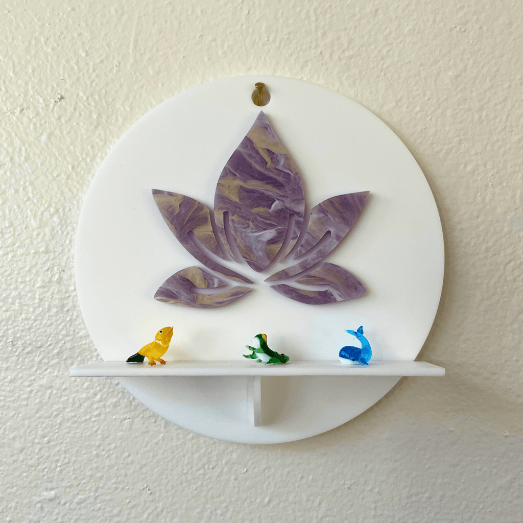 Lotus Eye Wall Shelf – Funky Colorful Acrylic Sculptural Display Shelf - by MirrorPop. Handmade acrylic art.