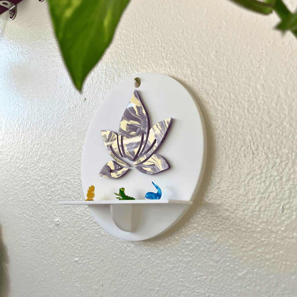 Lotus Eye Wall Shelf – Funky Colorful Acrylic Sculptural Display Shelf - by MirrorPop. Handmade acrylic art.